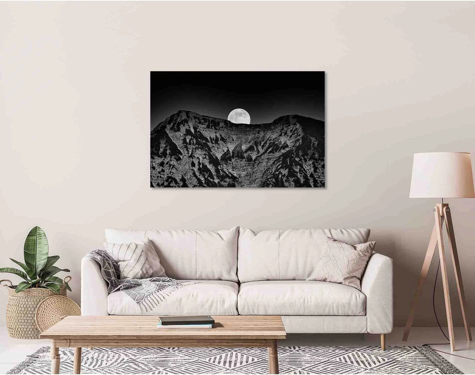 Mountains at night №D2830 Ready to Hang Canvas Print - Zellart Canvas Prints 0new, ALL_Products, Black & White Wall Art