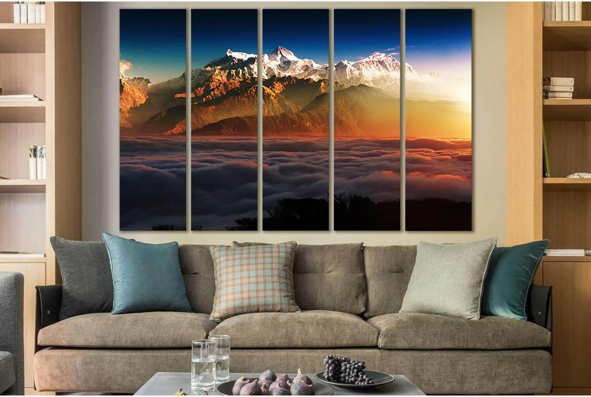 Mountains In Clouds №SL1590 Ready to Hang Canvas Print - Zellart Canvas Prints 0new, ALL_Products, Mountains Wall Art, Nature Wall Art