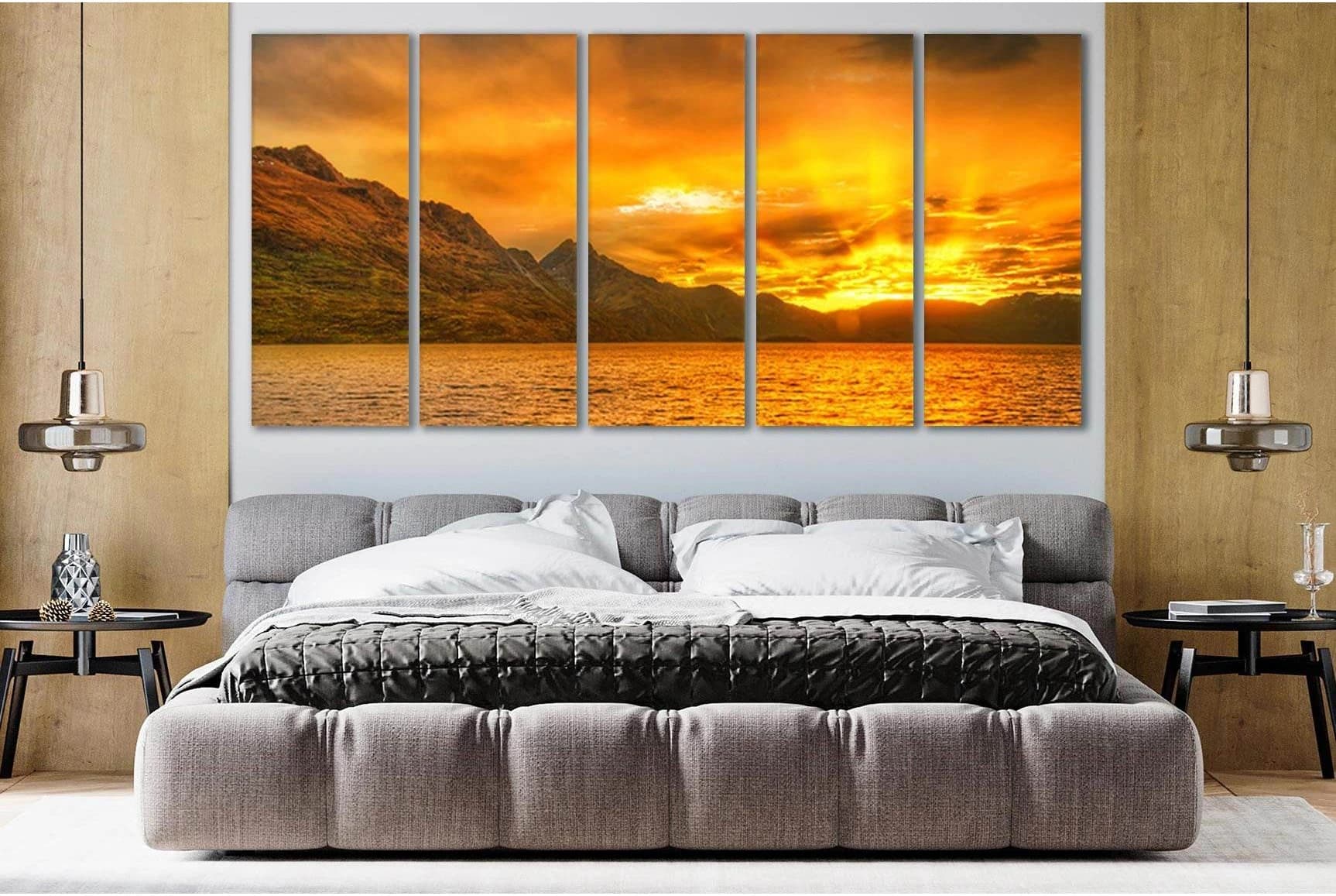 Mountains Sea At Sunset №SL247 Ready to Hang Canvas Print - Zellart Canvas Prints 0new, ALL_Products, SUNRISE & SUNSET WALL ART