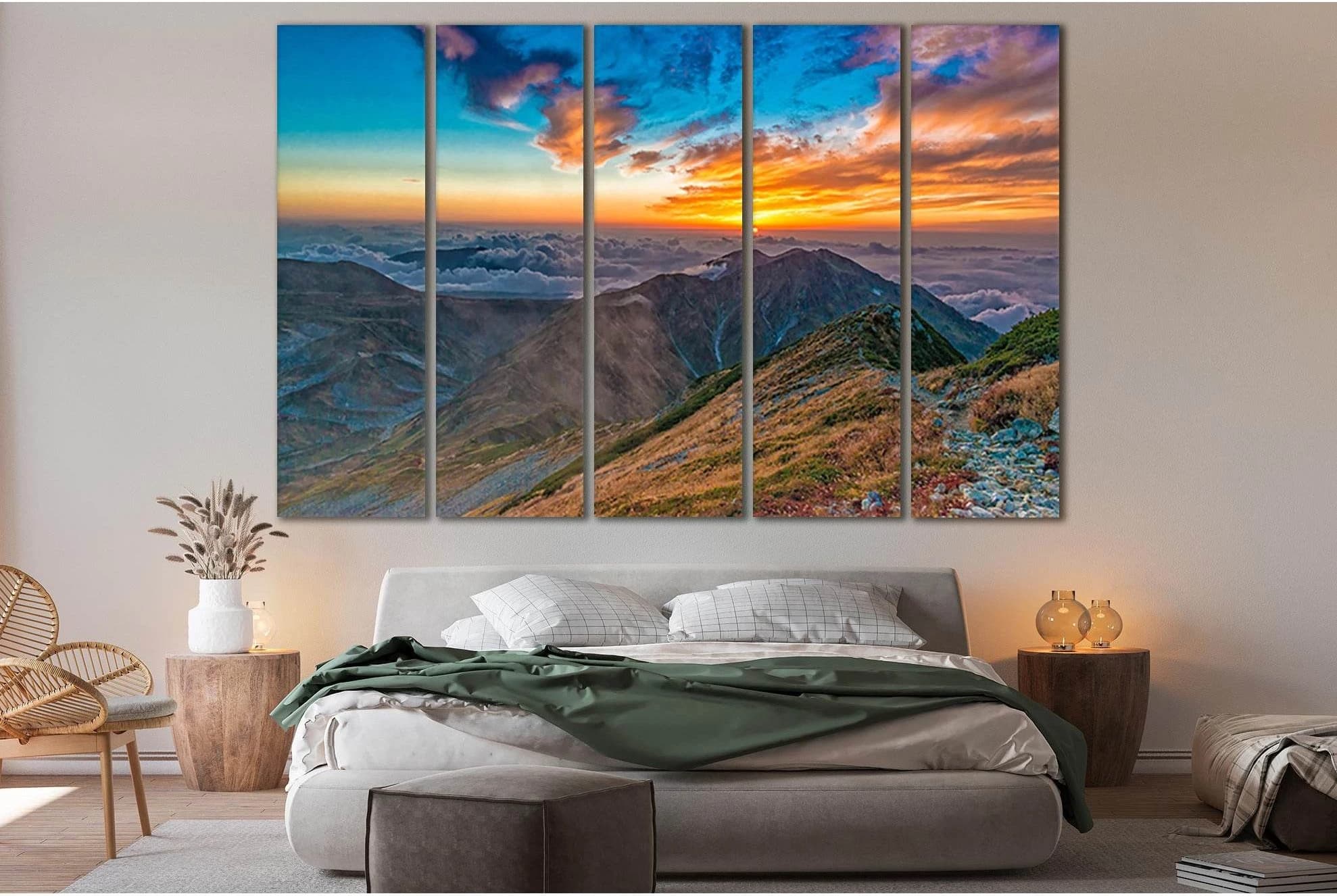 Mountains Under Cloudy Sky №SL298 Ready to Hang Canvas Print - Zellart Canvas Prints 0new, ALL_Products, SUNRISE & SUNSET WALL ART