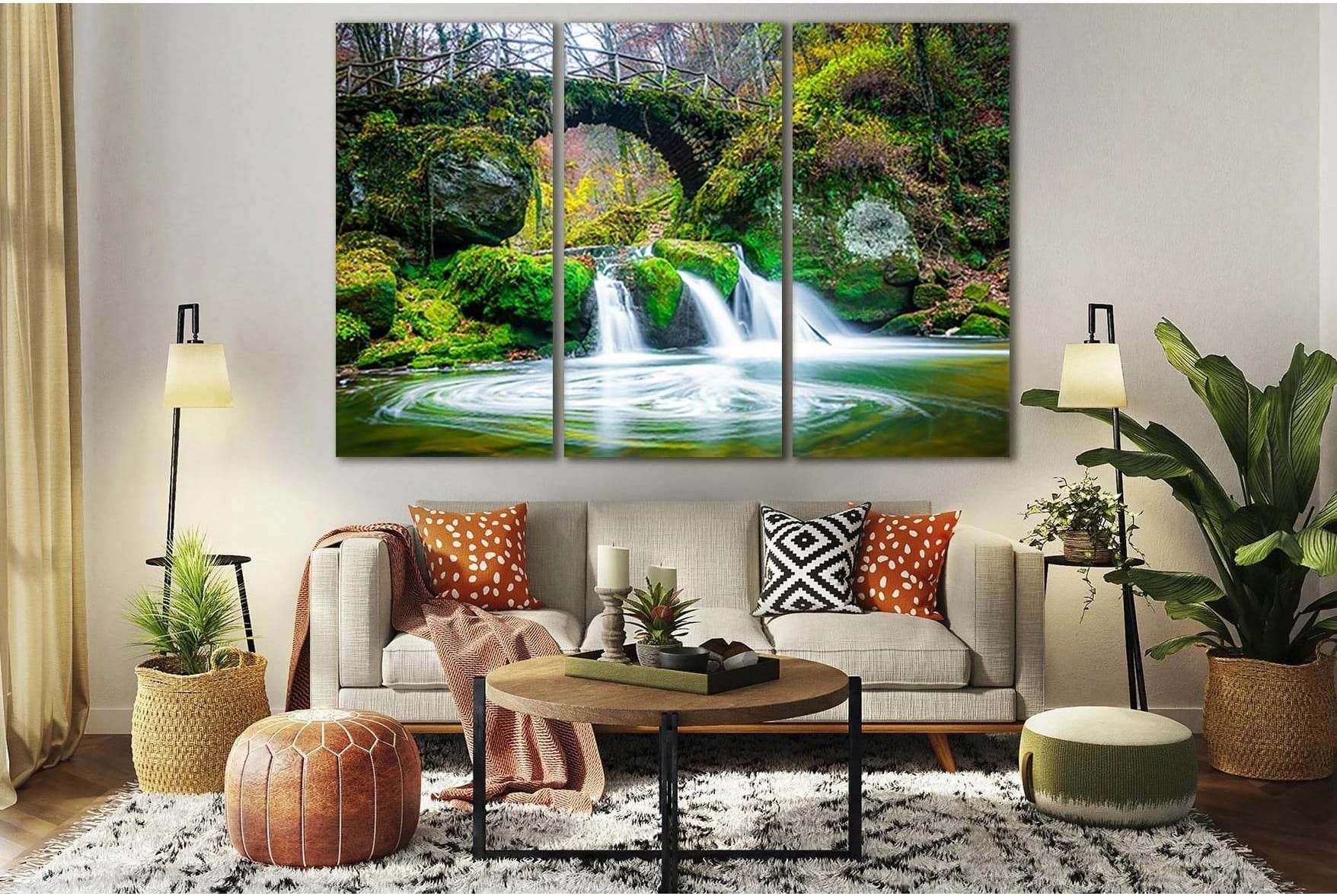 Mullerthal Region Luxembourg Waterfall №SL463 Ready to Hang Canvas Print - Zellart Canvas Prints 0new, ALL_Products, Waterfall, Waterfall Wall Art