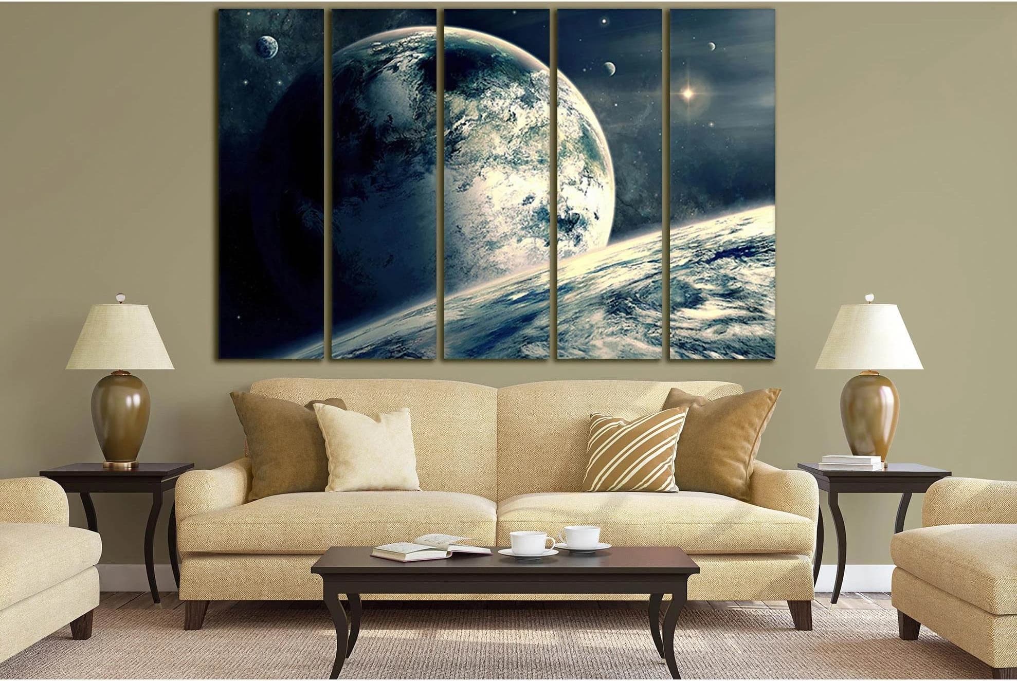 Mysterious Planets In Far Space №SL393 Ready to Hang Canvas Print - Zellart Canvas Prints 0new, ALL_Products, Astronomy & Space Canvas Wall Art