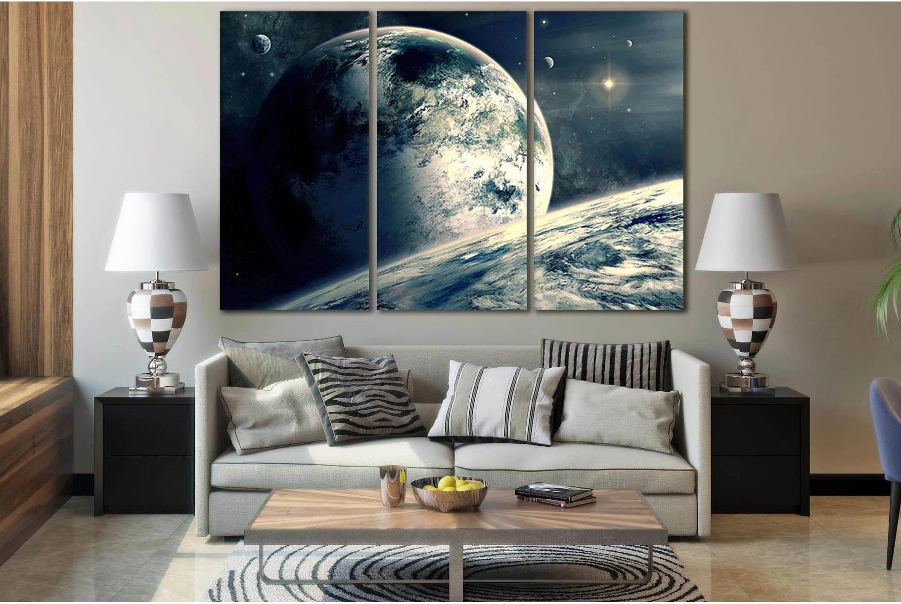 Mysterious Planets In Far Space №SL393 Ready to Hang Canvas Print - Zellart Canvas Prints 0new, ALL_Products, Astronomy & Space Canvas Wall Art