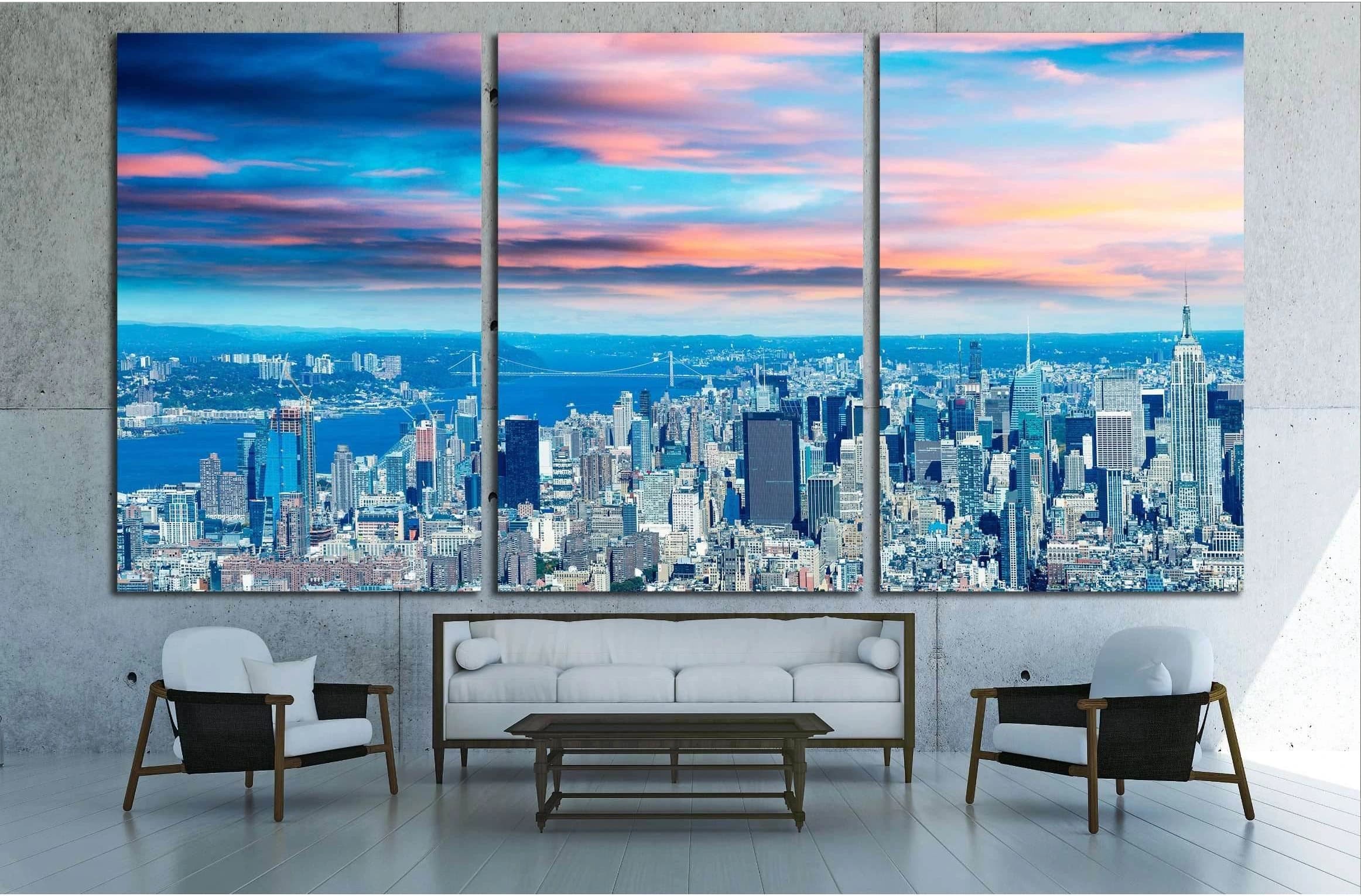 New York City - Aerial view of Manhattan skyline №2718 Ready to Hang Canvas Print - Zellart Canvas Prints 0_NY_ART, ALL_Products, s-2718