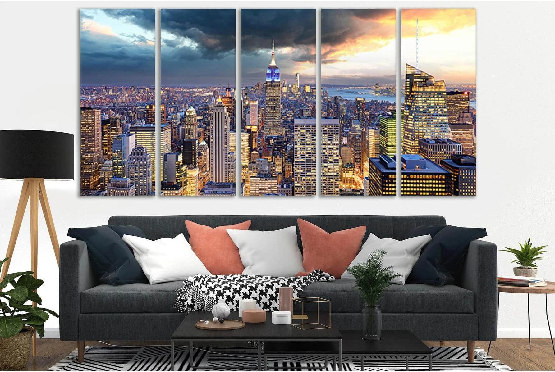 New York City Megapolis Skyline №SL318 Ready to Hang Canvas Print - Zellart Canvas Prints 0_NY_ART, 0new, ALL_Products, Cityscapes & Skylines