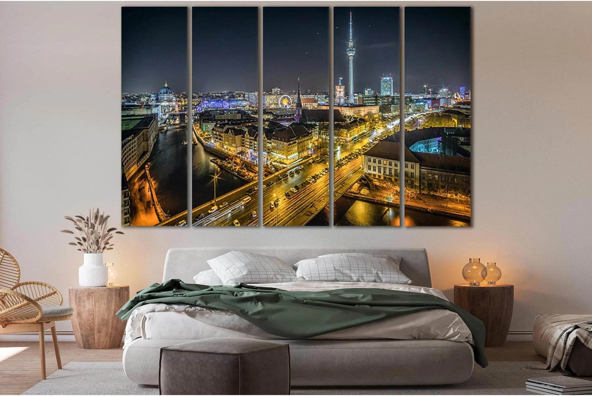 Night Berlin Germany №SL344 Ready to Hang Canvas Print - Zellart Canvas Prints 0new, ALL_Products, Cityscapes & Skylines