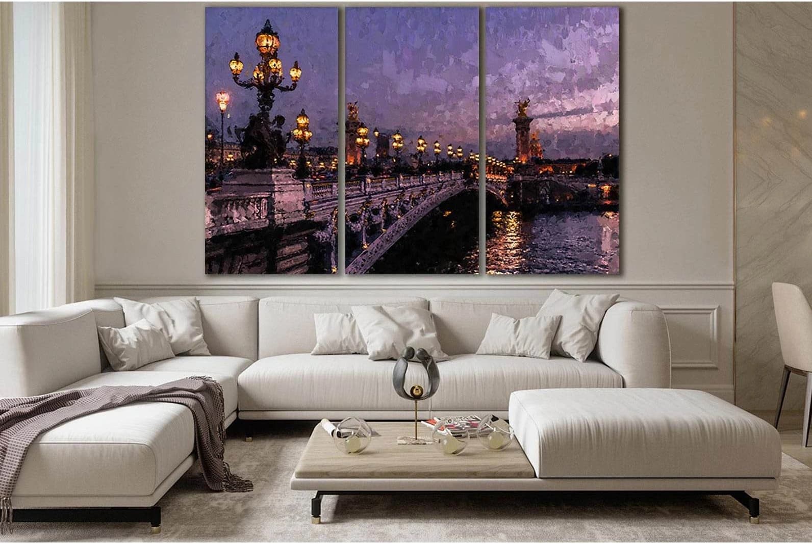 Night Bridge №SL565 Ready to Hang Canvas Print - Zellart Canvas Prints 0new, ALL_Products, Oil Painting Wall Art