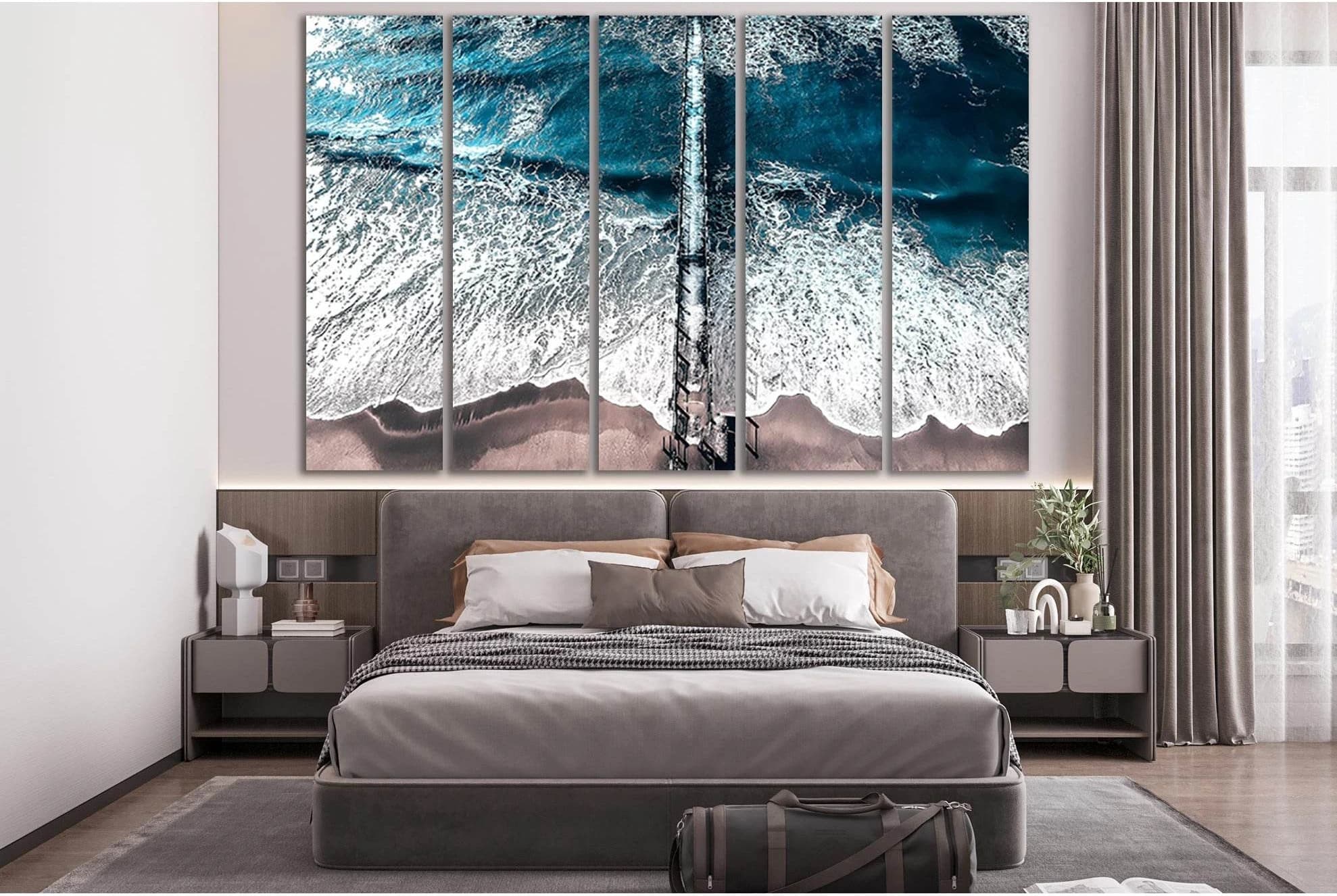 Ocean Pier Blue Water №SL203 Ready to Hang Canvas Print - Zellart Canvas Prints 0new, ALL_Products, Beach Ocean & Waves
