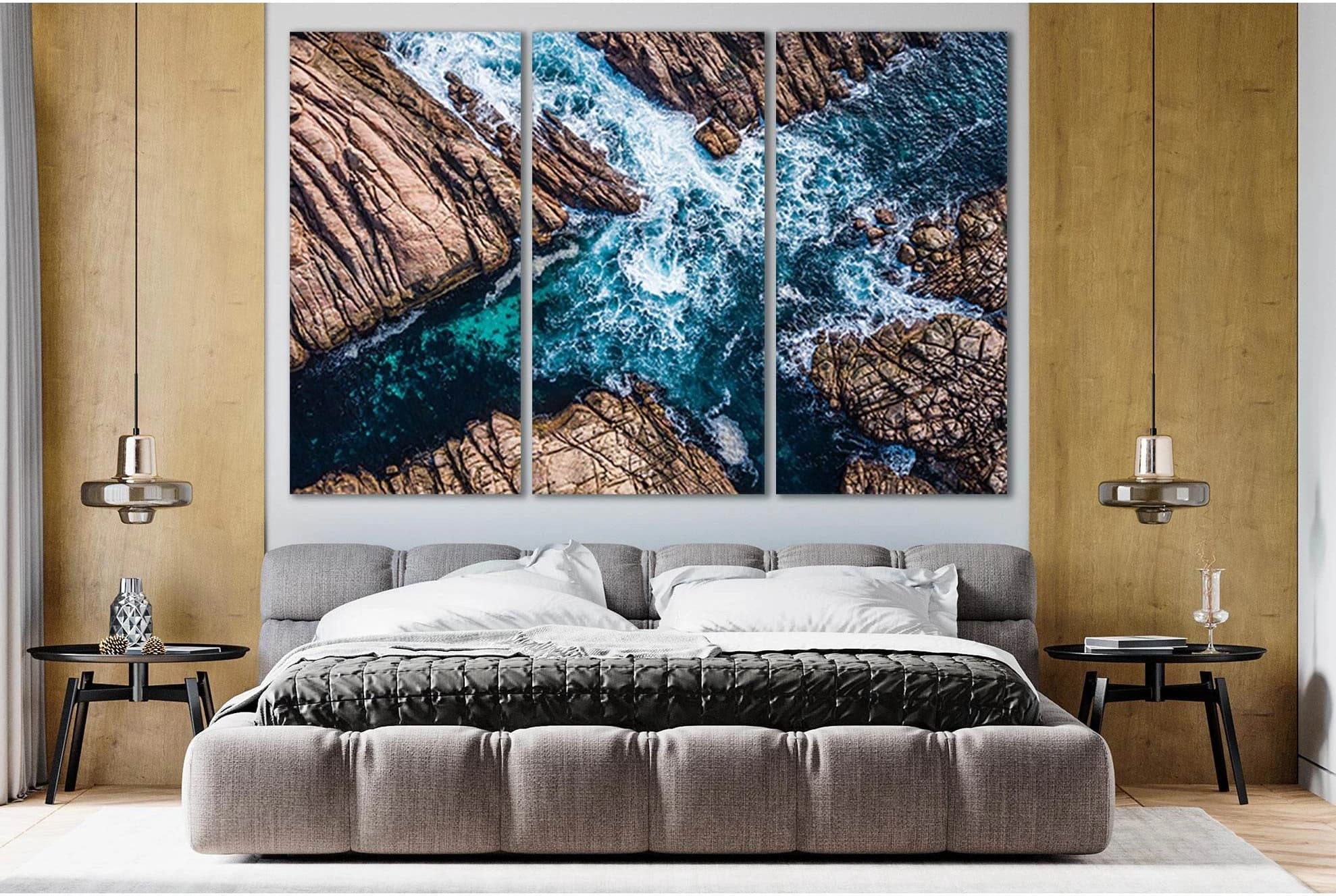 Ocean Surf In The Rocks №SL127 Ready to Hang Canvas Print - Zellart Canvas Prints 0new, ALL_Products, Beach Ocean & Waves