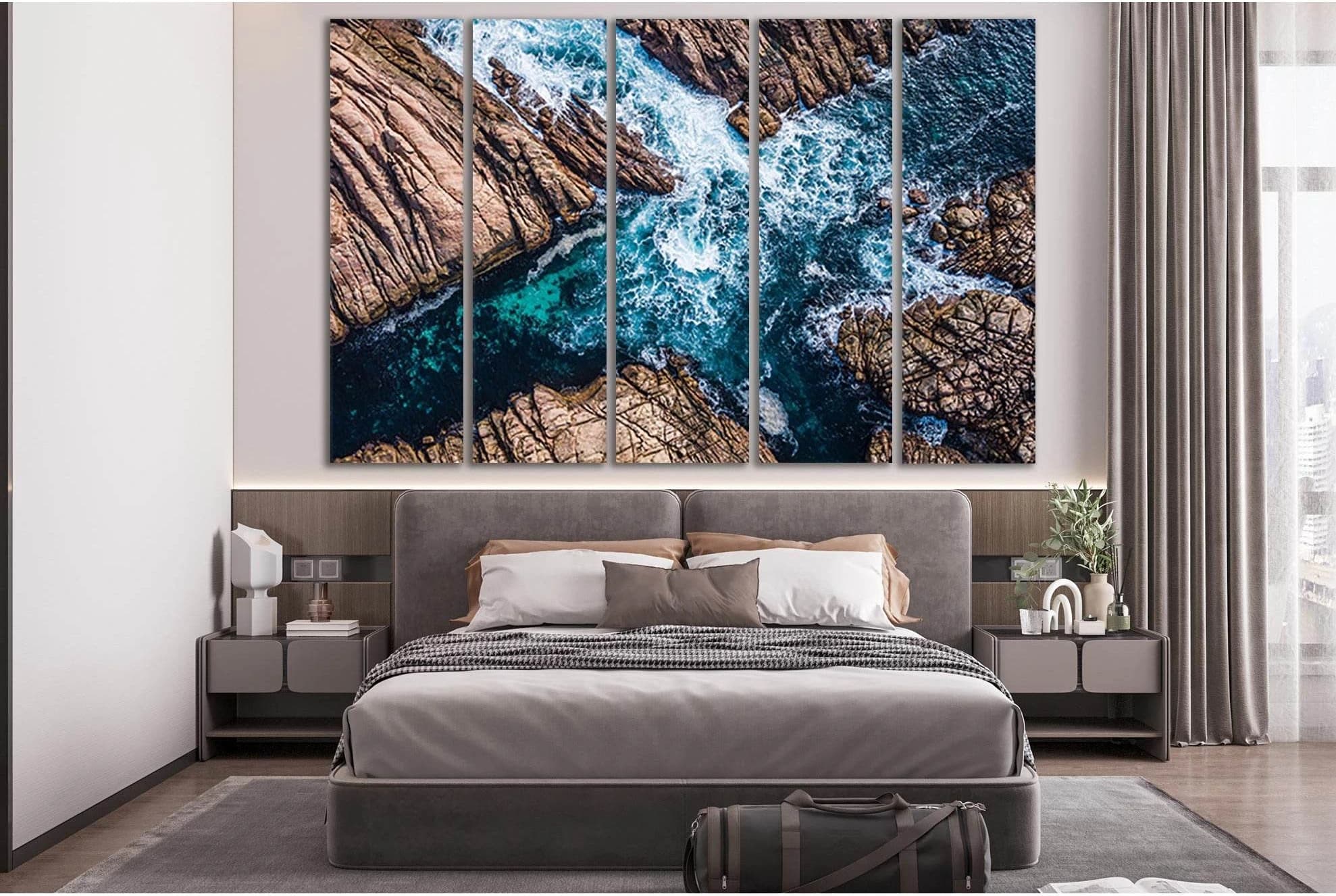 Ocean Surf In The Rocks №SL127 Ready to Hang Canvas Print - Zellart Canvas Prints 0new, ALL_Products, Beach Ocean & Waves