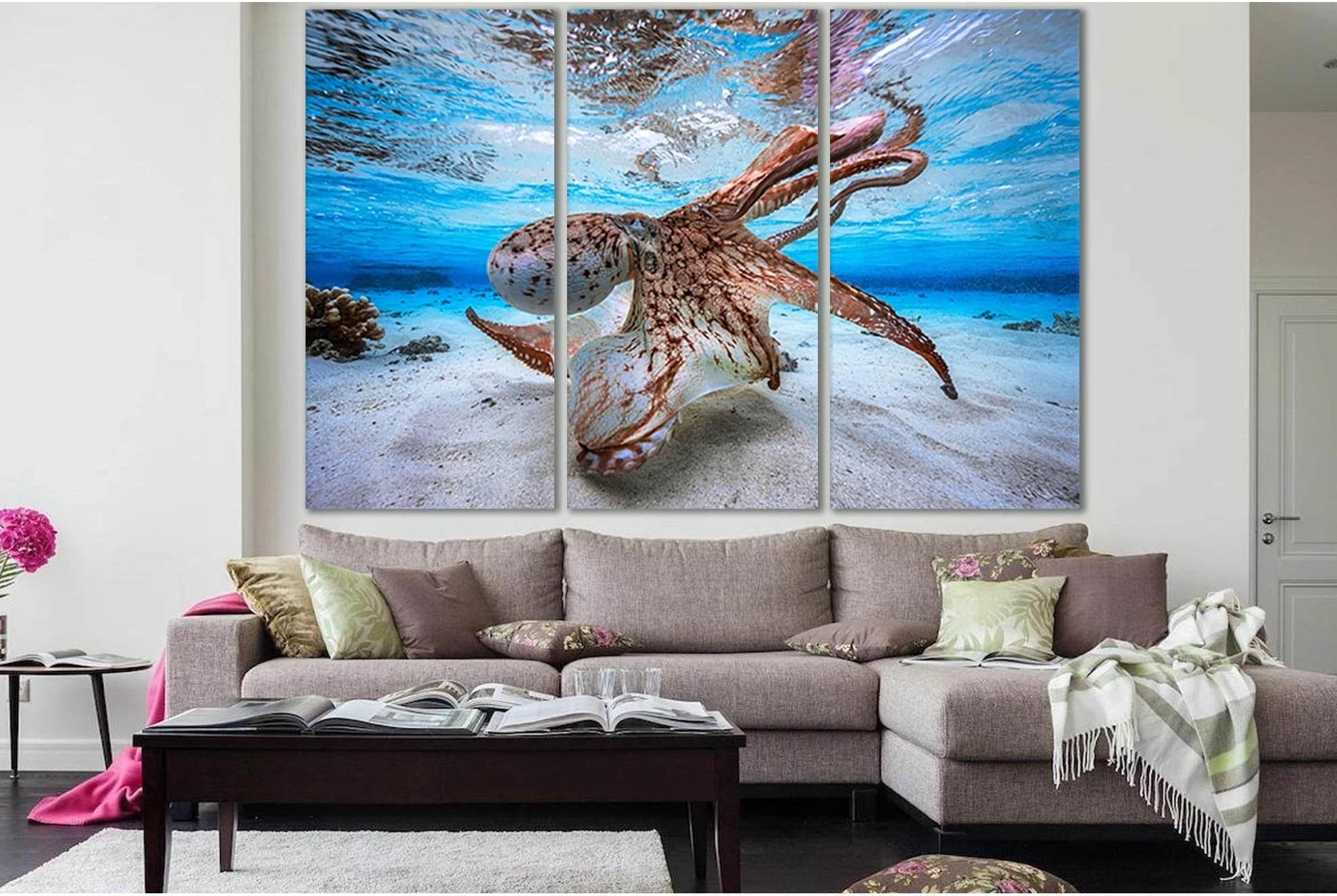 Octopus Underwater World №SL1021 Ready to Hang Canvas Print - Zellart Canvas Prints 0new, ALL_Products, Animals & Wildlife