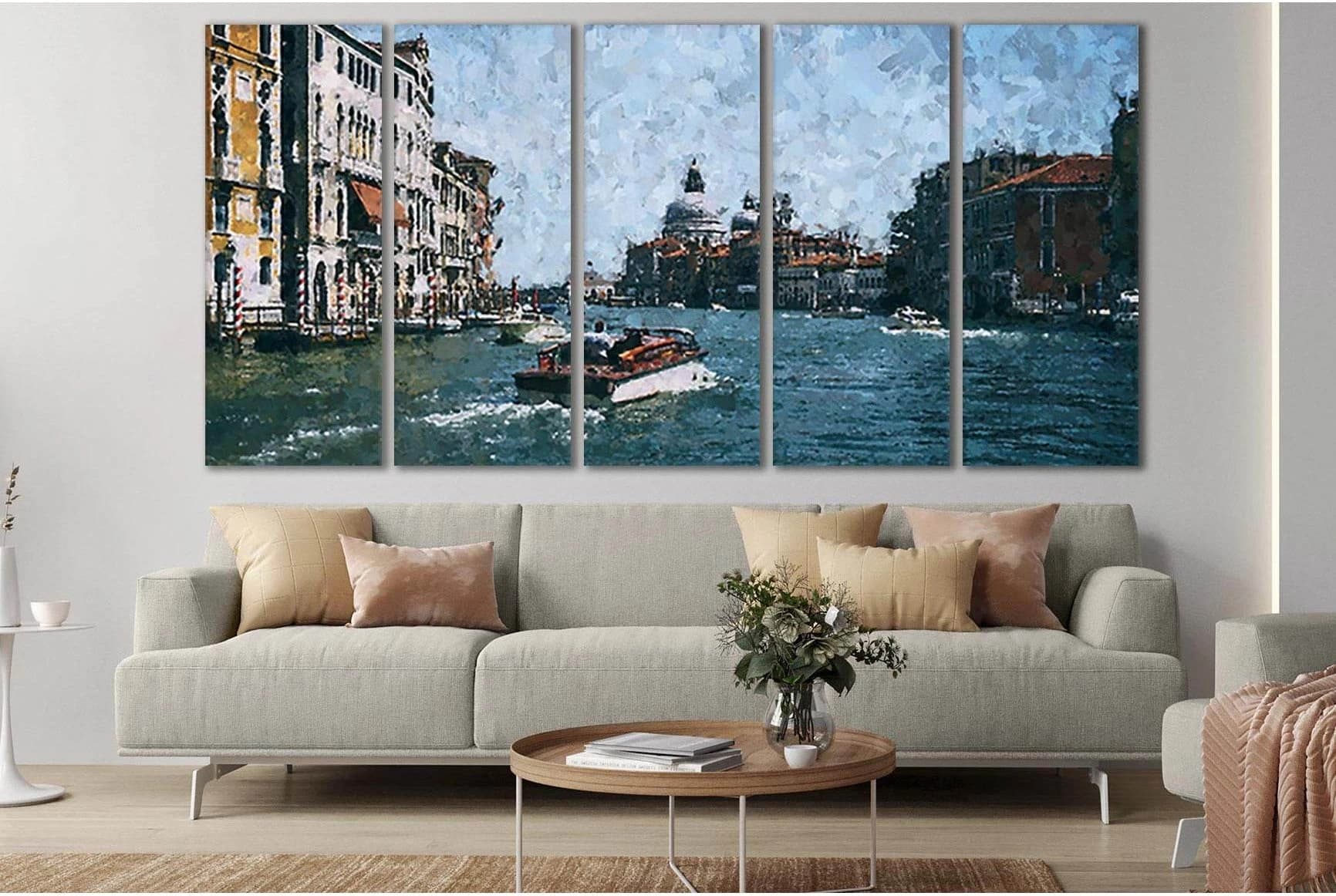 Oil Painting Boat Venice №SL566 Ready to Hang Canvas Print - Zellart Canvas Prints 0new, ALL_Products, Oil Painting Wall Art
