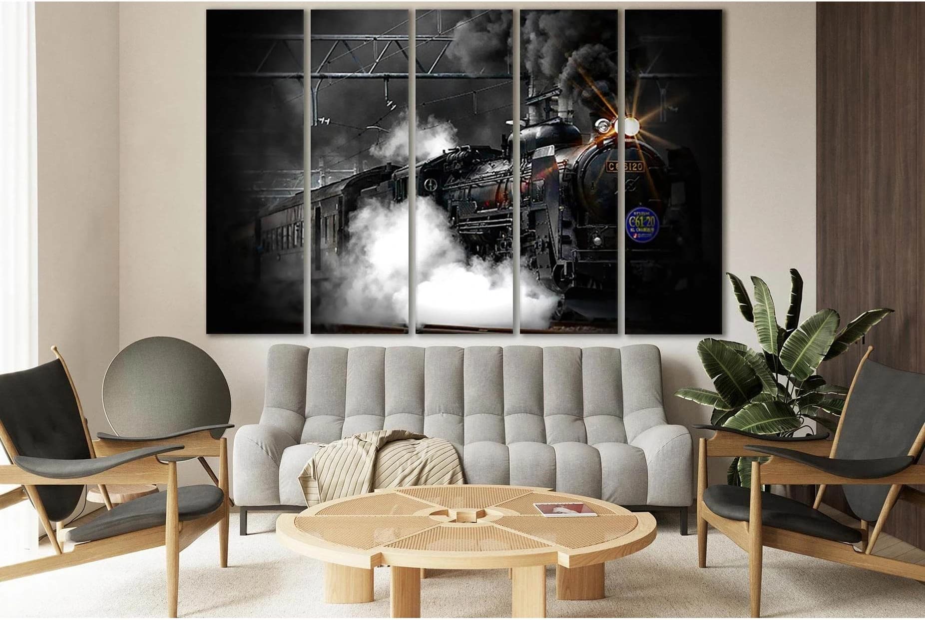 Old Steam Train №SL750 Ready to Hang Canvas Print - Zellart Canvas Prints 0new, ALL_Products, Engine, Engines Wall Art