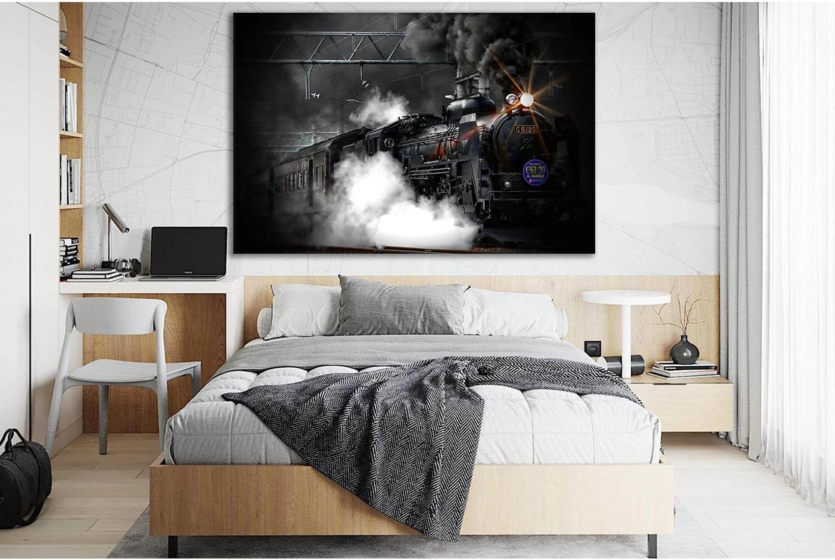 Old Steam Train №SL750 Ready to Hang Canvas Print - Zellart Canvas Prints 0new, ALL_Products, Engine, Engines Wall Art