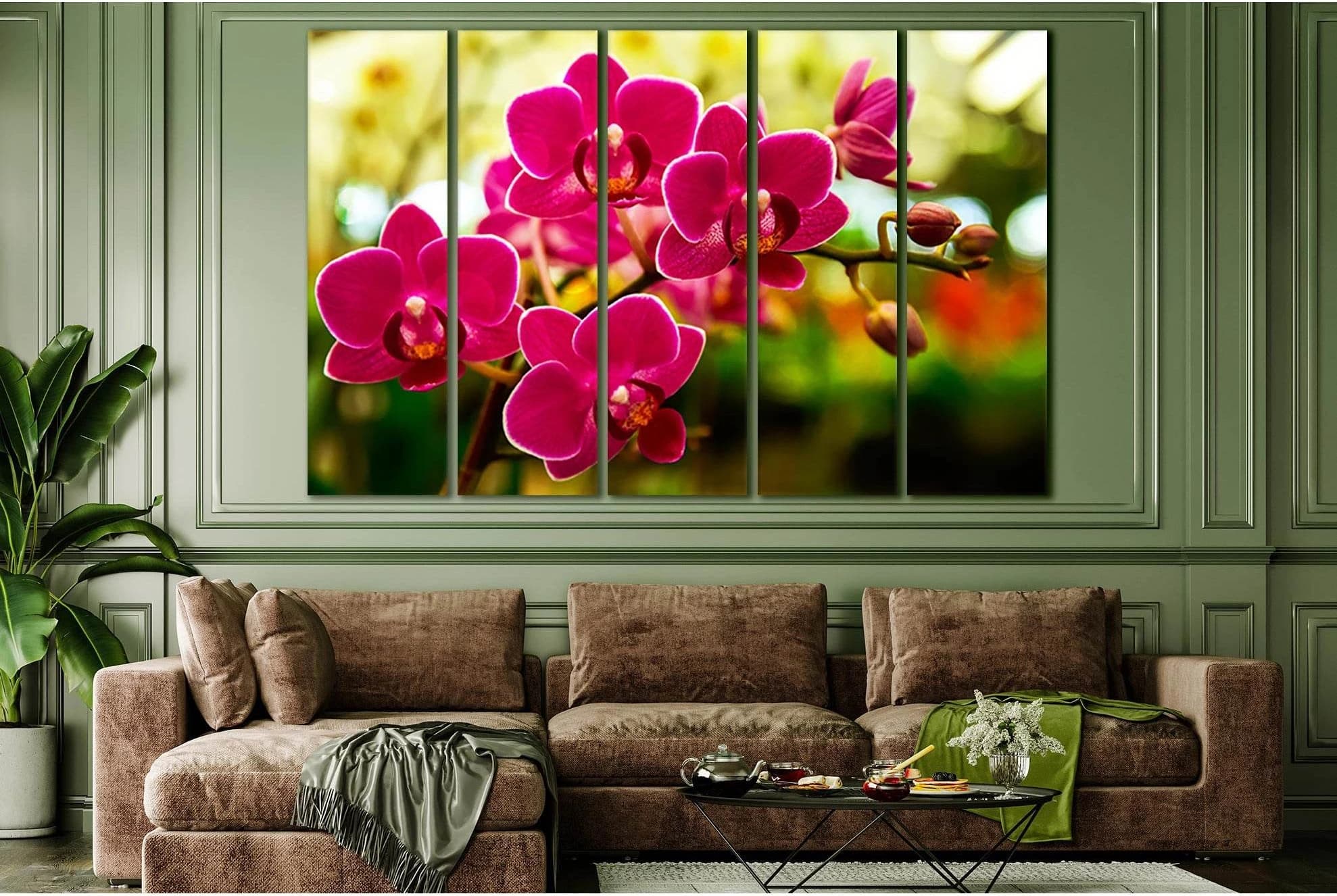 Orchid Flower In Tropical Garden №SL715 Ready to Hang Canvas Print - Zellart Canvas Prints 0new, ALL_Products, Floral & Botanical Wall Art