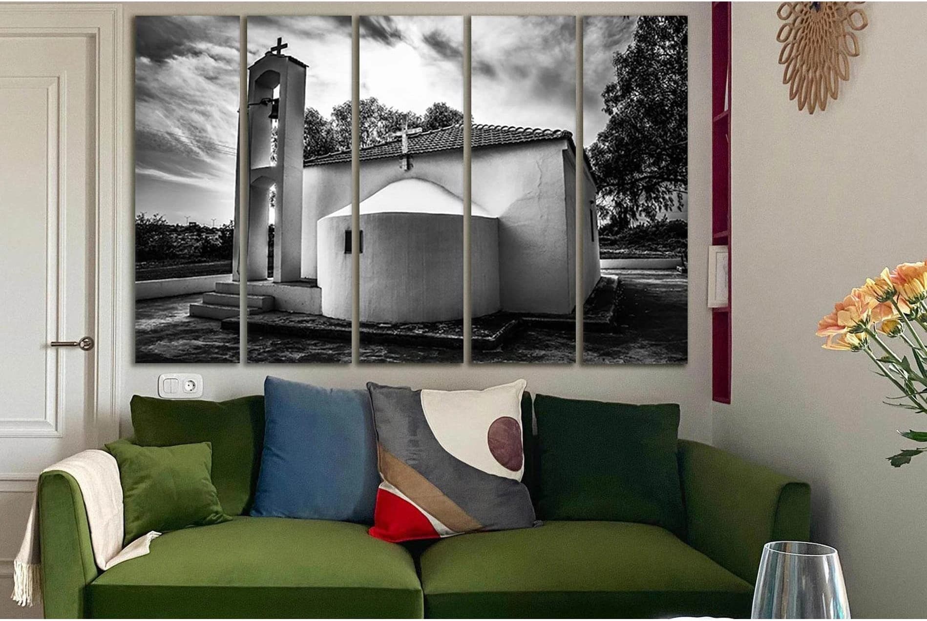 Orthodox Church Black And White №SL883 Ready to Hang Canvas Print - Zellart Canvas Prints 0new, ALL_Products, Black & White Wall Art