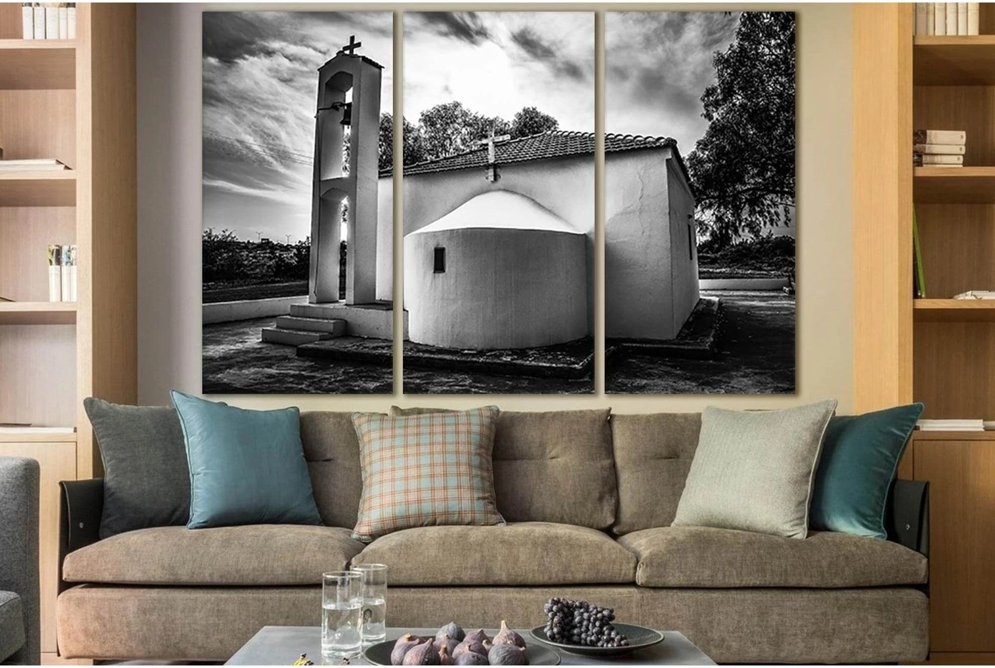 Orthodox Church Black And White №SL883 Ready to Hang Canvas Print - Zellart Canvas Prints 0new, ALL_Products, Black & White Wall Art