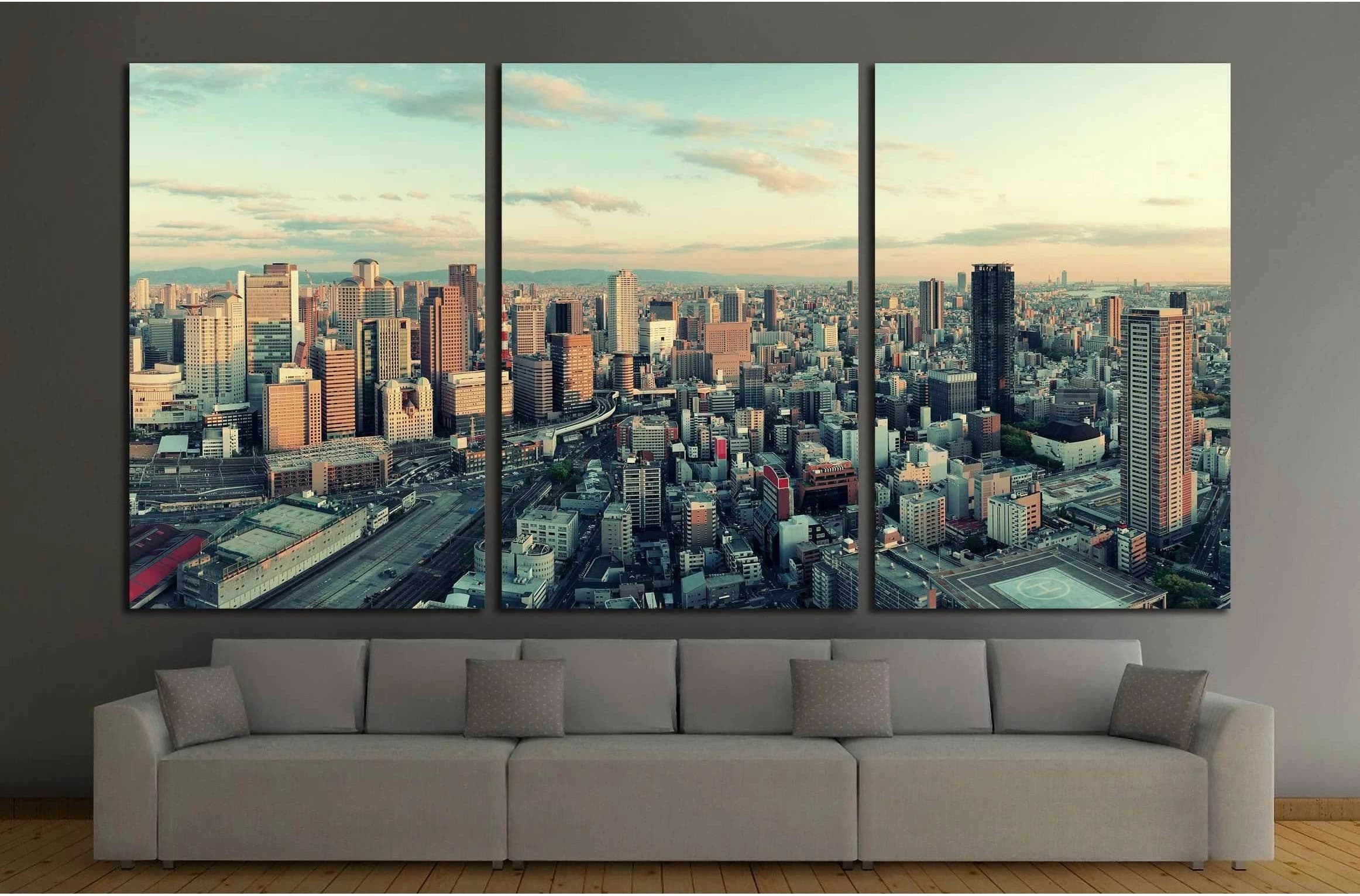 Osaka urban city rooftop view. Japan №3013 Ready to Hang Canvas Print - Zellart Canvas Prints ALL_Products, s-3013
