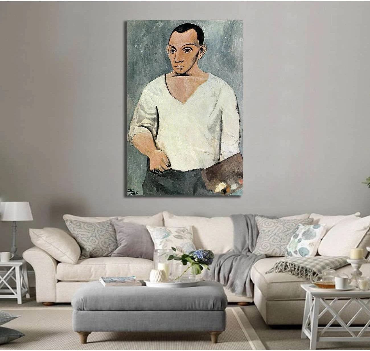 Pablo Picasso, Self-portrait with palette - Canvas print - Zellart Canvas Prints 000Negative, 6175, ALL_Products