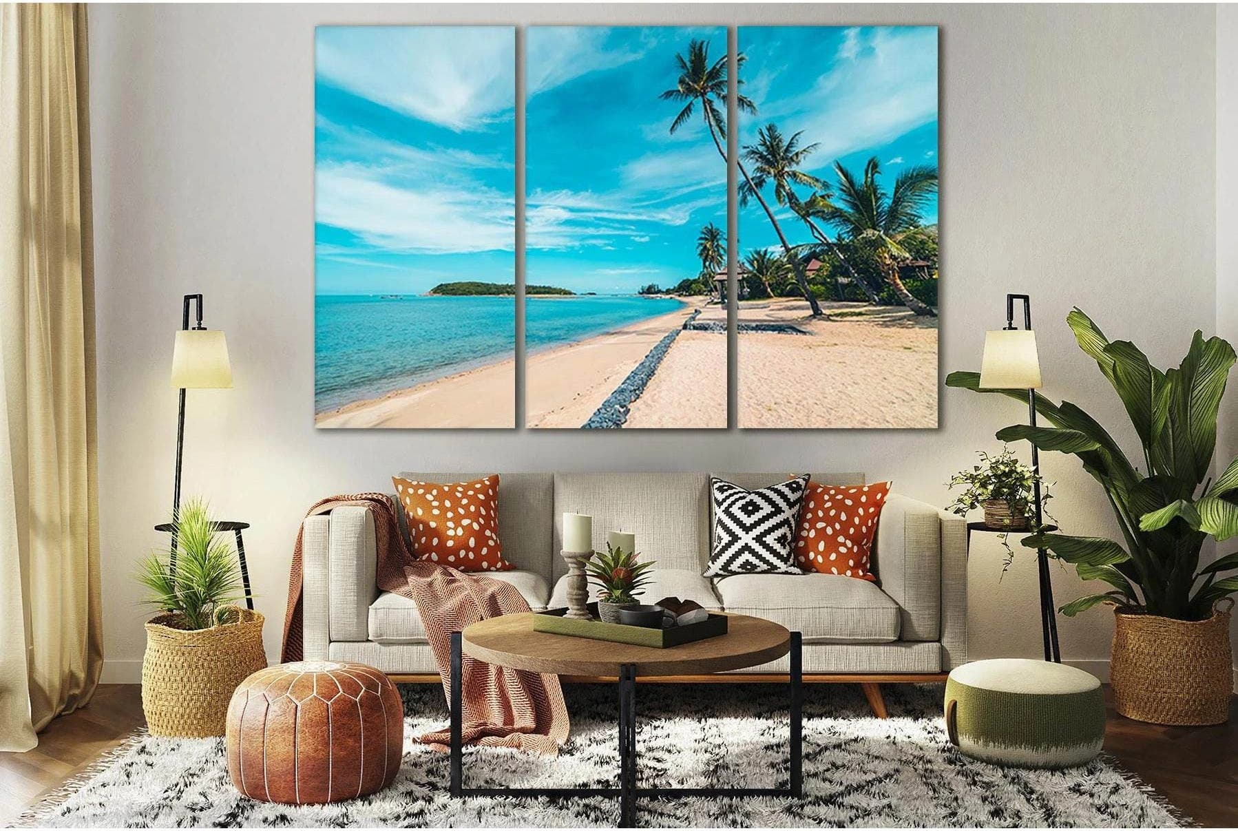 Palm Shore Sand №SL139 Ready to Hang Canvas Print - Zellart Canvas Prints 0new, ALL_Products, Beach Ocean & Waves