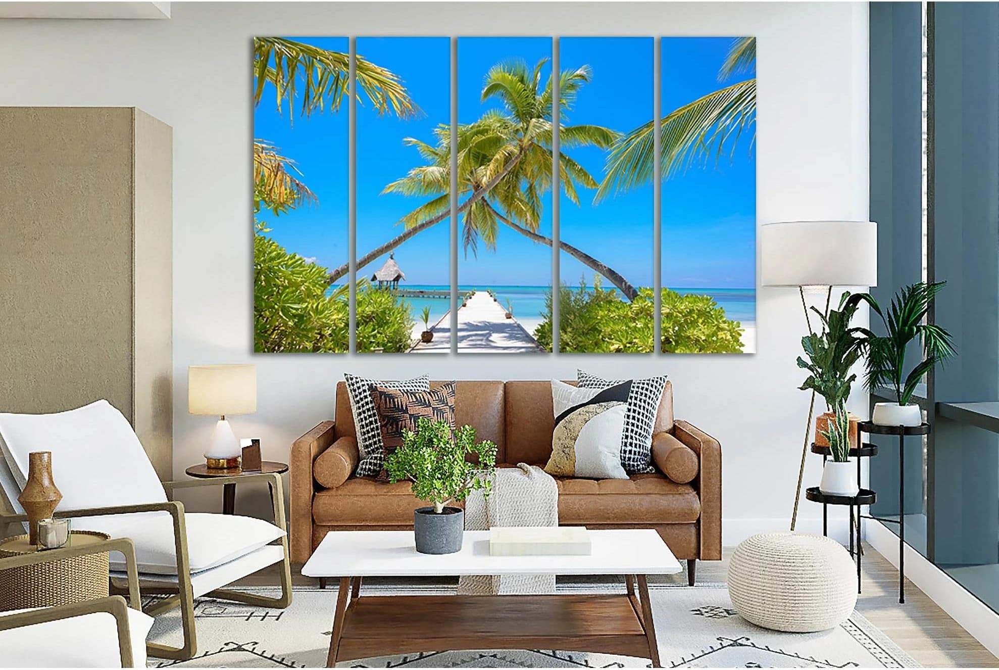 Palm Trees Wonderful Maldives №SL160 Ready to Hang Canvas Print - Zellart Canvas Prints 0new, ALL_Products, Beach Ocean & Waves