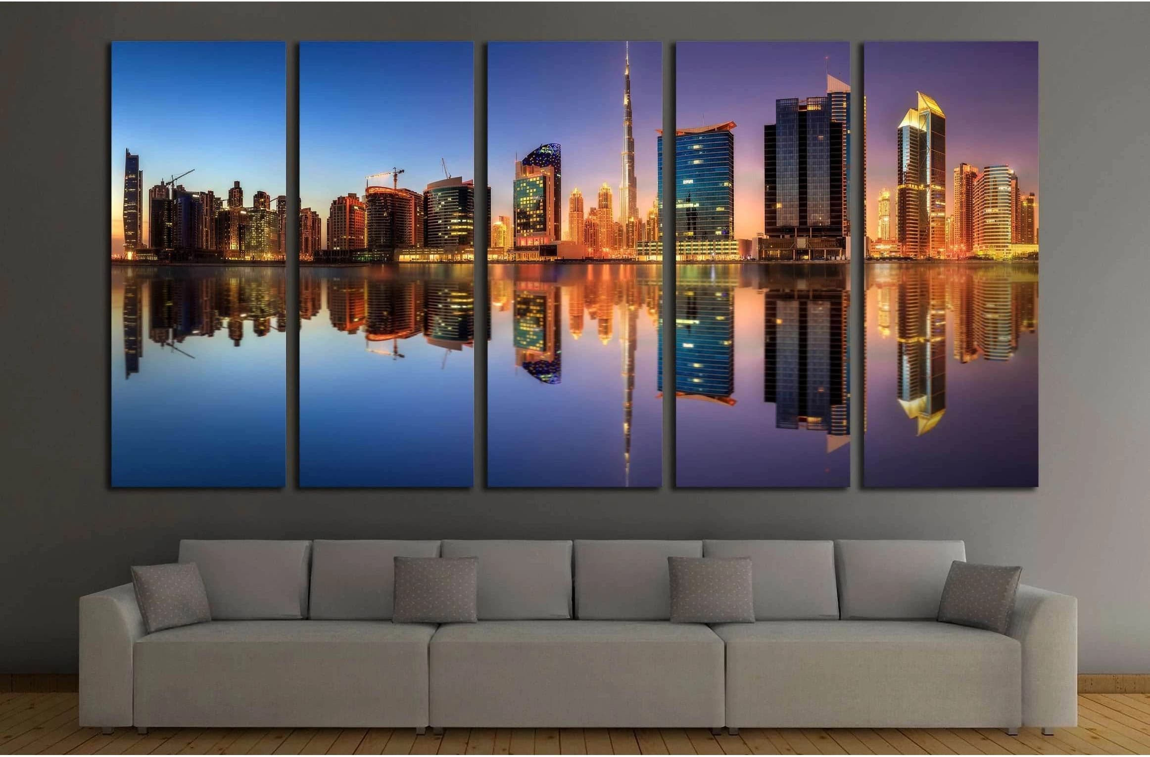 Panoramic view of Dubai Business bay, UAE №2973 Ready to Hang Canvas Print - Zellart Canvas Prints ALL_Products, s-2973