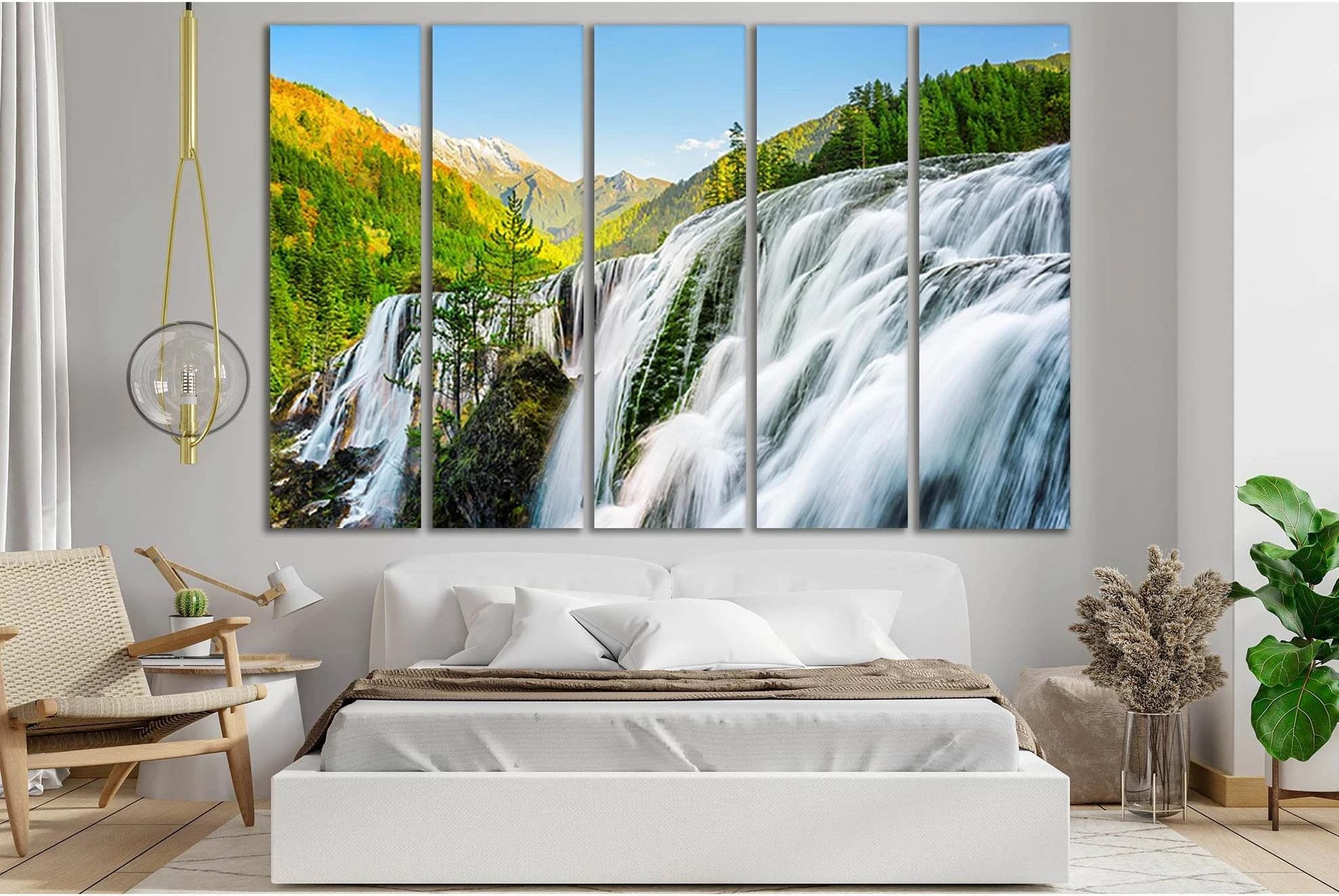 Pearl Shoals Waterfall №SL453 Ready to Hang Canvas Print - Zellart Canvas Prints 0new, ALL_Products, Waterfall, Waterfall Wall Art