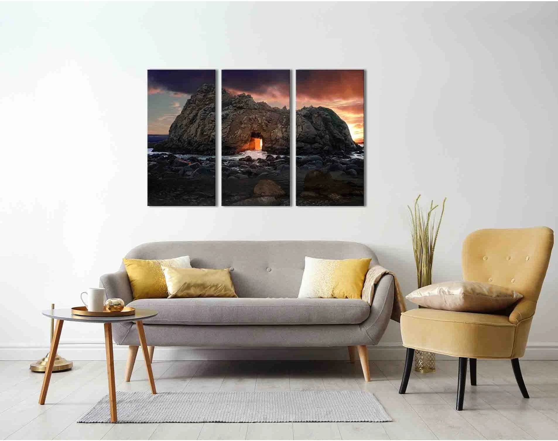 Pfeiffer Beach №D1211 Ready to Hang Canvas Print - Zellart Canvas Prints 0new, ALL_Products, Contemporary Wall Art, Sunrise & sunset wall art