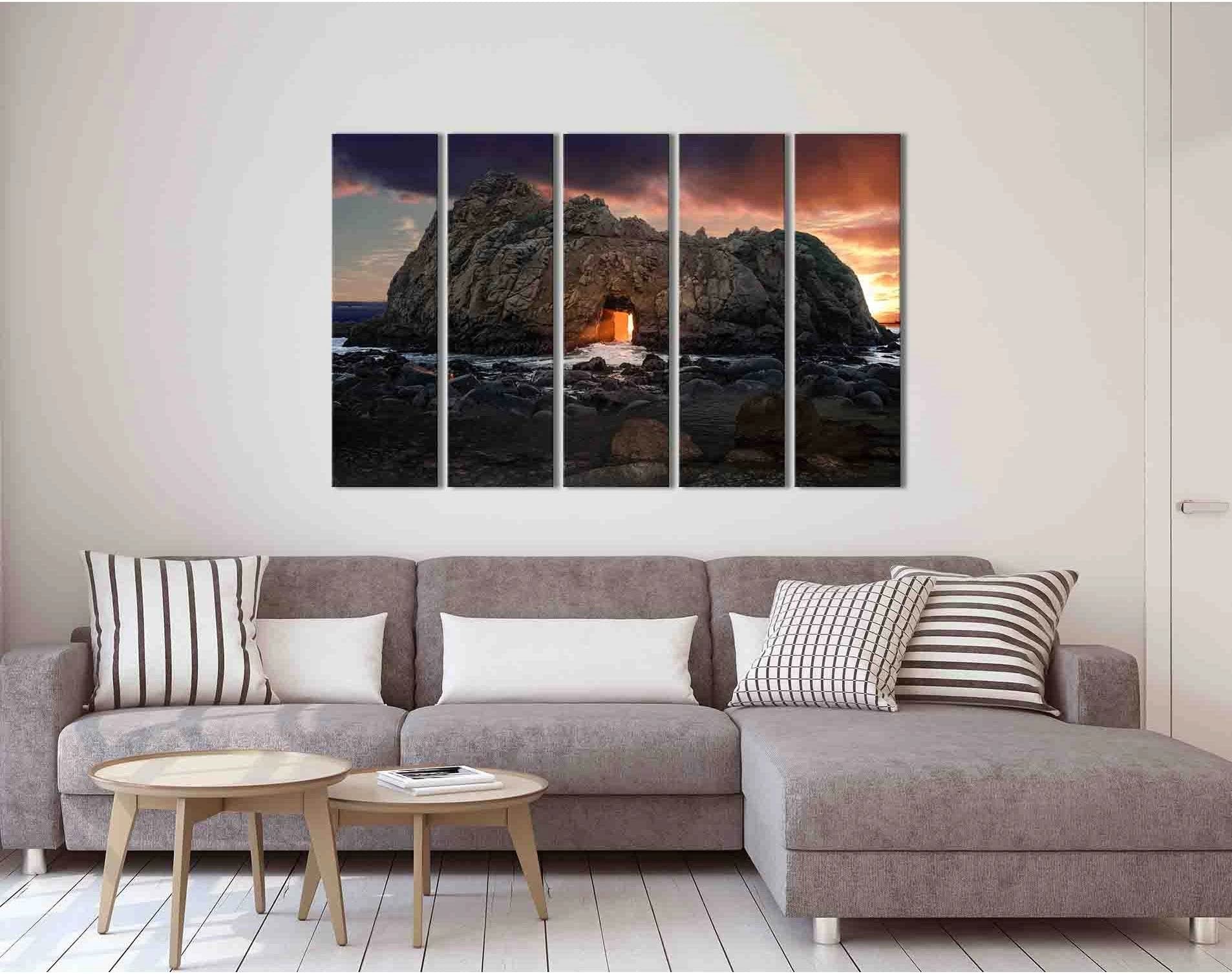 Pfeiffer Beach №D1211 Ready to Hang Canvas Print - Zellart Canvas Prints 0new, ALL_Products, Contemporary Wall Art, Sunrise & sunset wall art