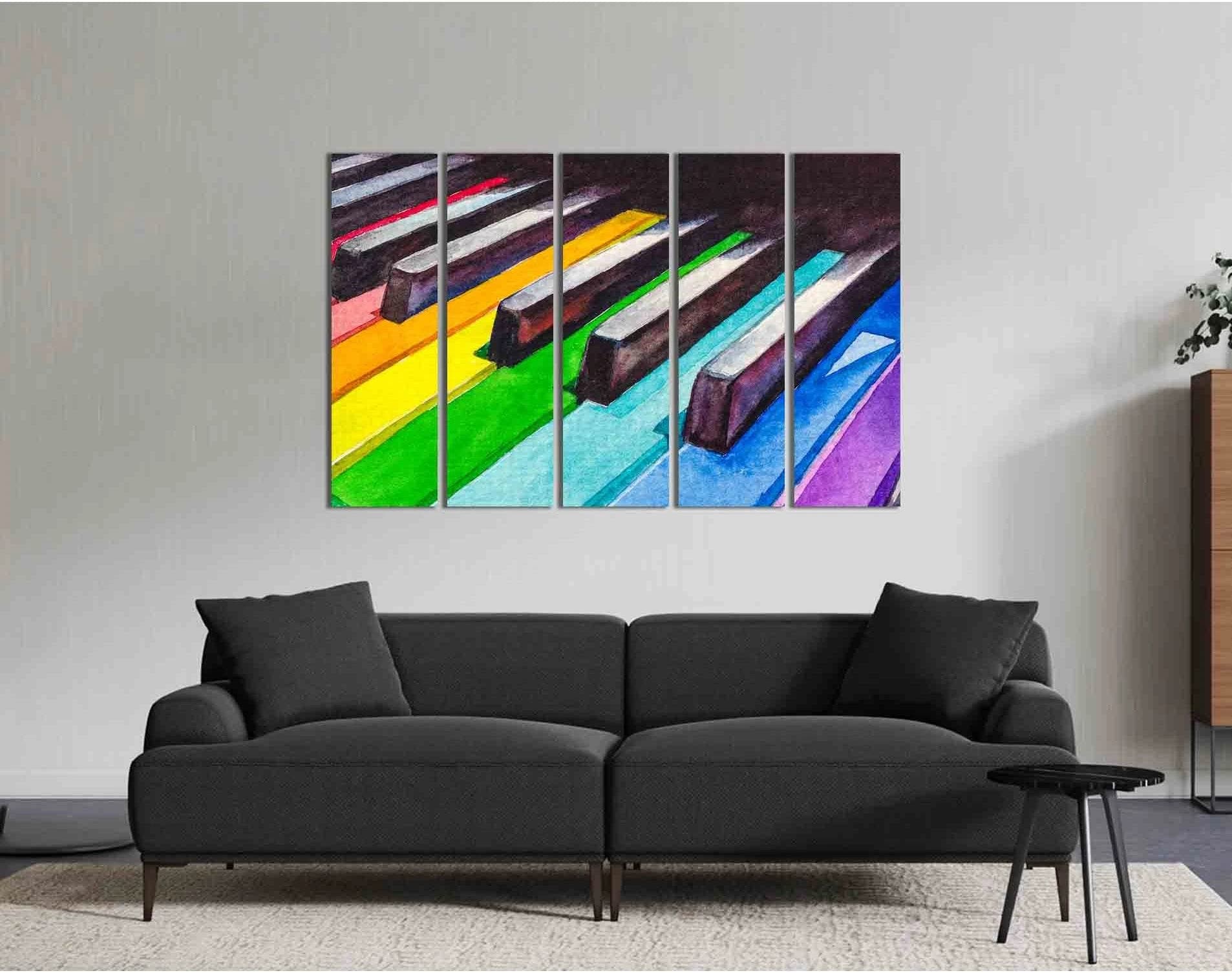 Piano keys rainbow colors №2132 Ready to Hang Canvas Print - Zellart Canvas Prints 2142, ALL_Products