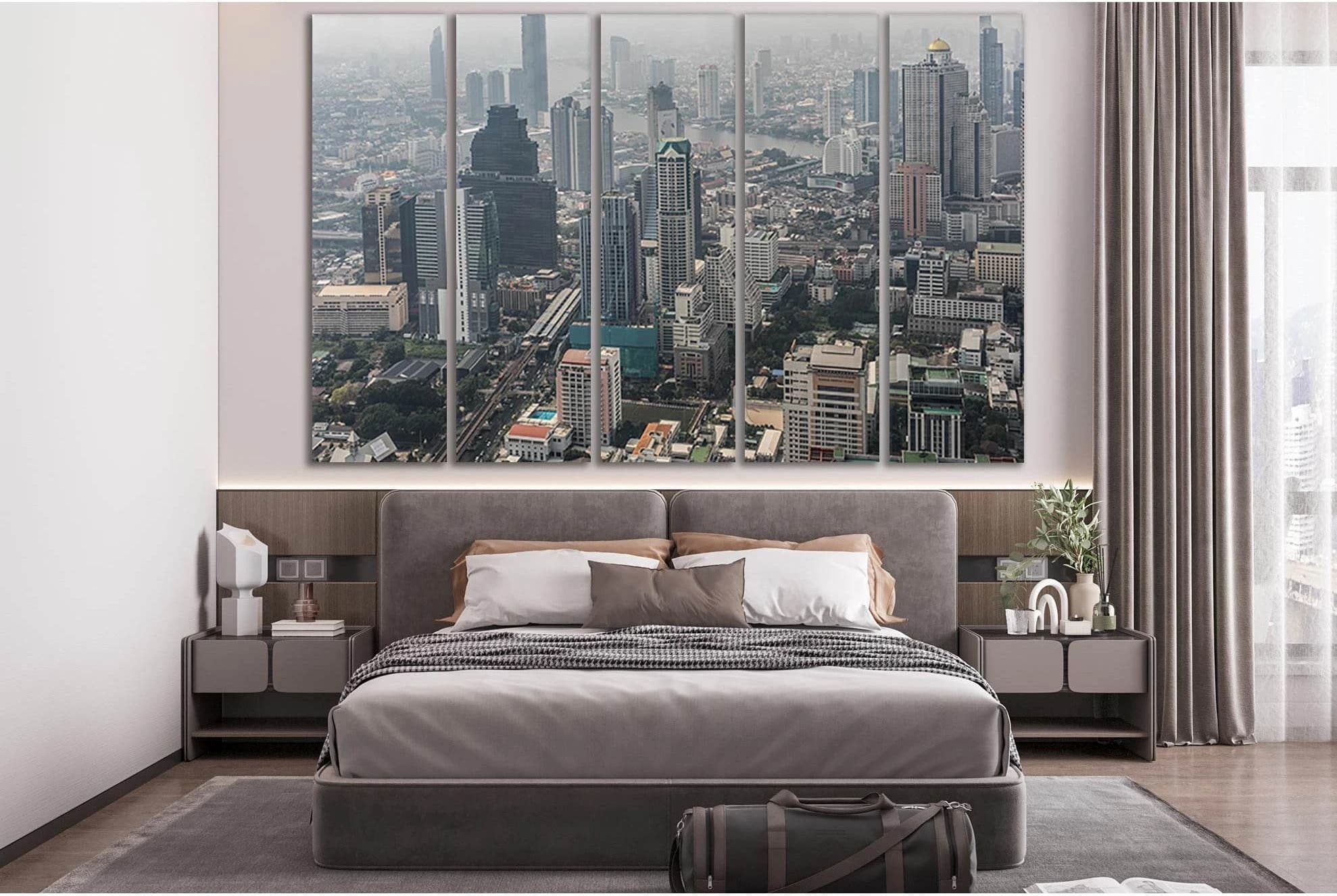 Picturesque Bangkok Cityscape №SL363 Ready to Hang Canvas Print - Zellart Canvas Prints 0new, ALL_Products, Cityscapes & Skylines