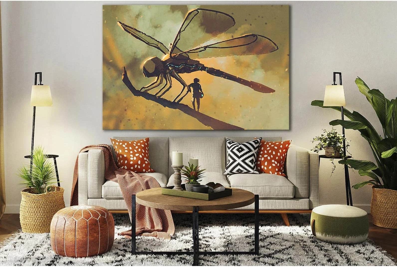 Pilot With Giant Mechanical Dragonfly №SL1258 Ready to Hang Canvas Print - Zellart Canvas Prints 0new, ALL_Products, Fantasy And Sci Fi Wall Art
