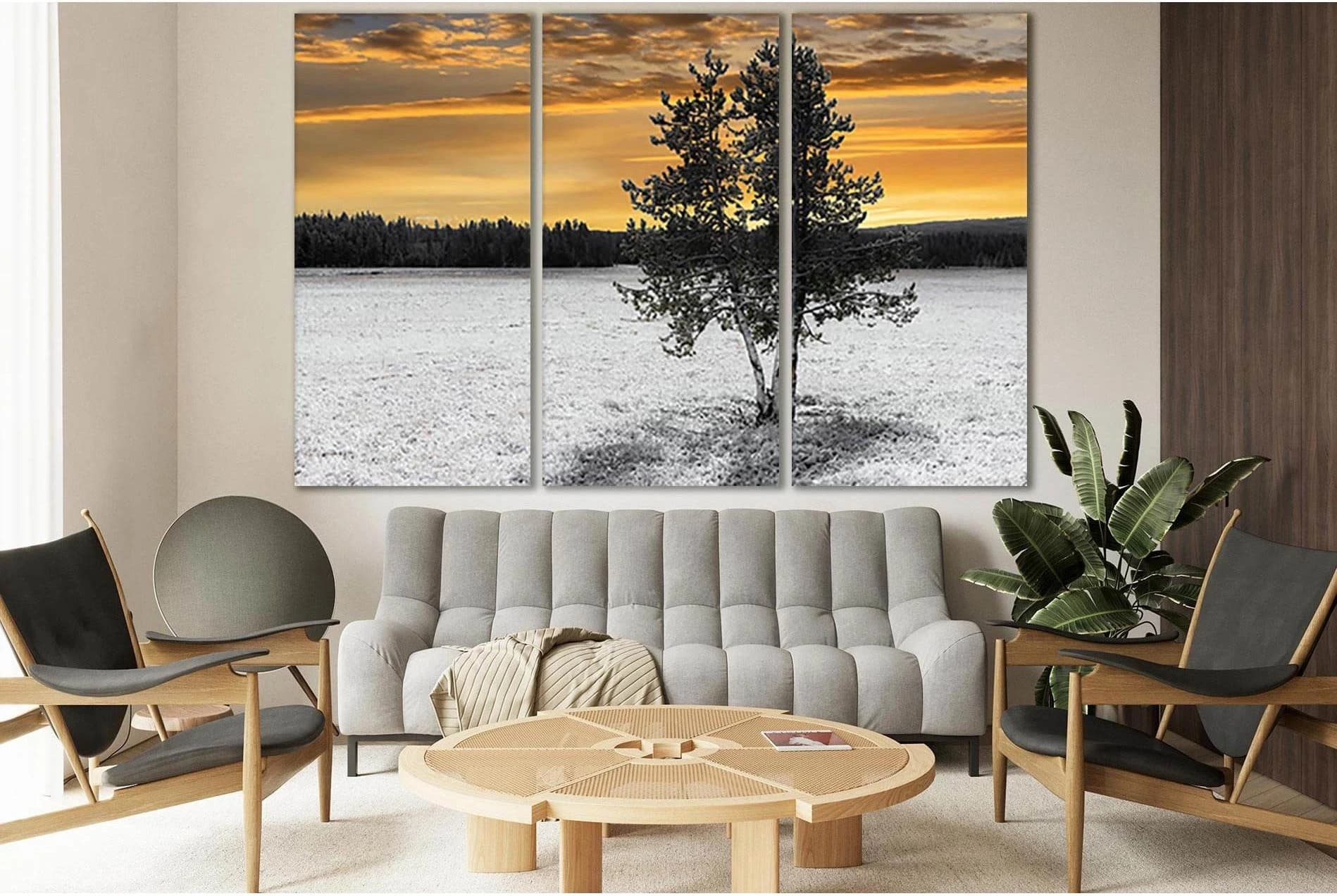 Pine In The Field In Winter №SL804 Ready to Hang Canvas Print - Zellart Canvas Prints 0new, ALL_Products, Trees Wall Art