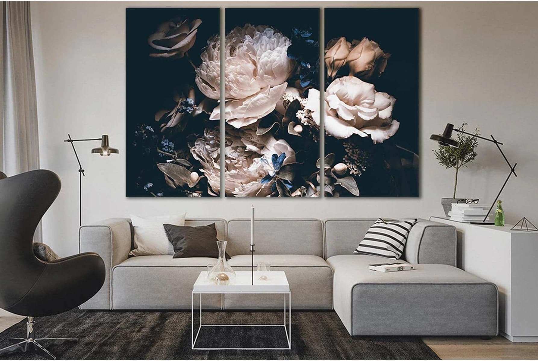 Pink Peonies Bouquet №SL666 Ready to Hang Canvas Print - Zellart Canvas Prints 0new, ALL_Products, Floral & Botanical Wall Art