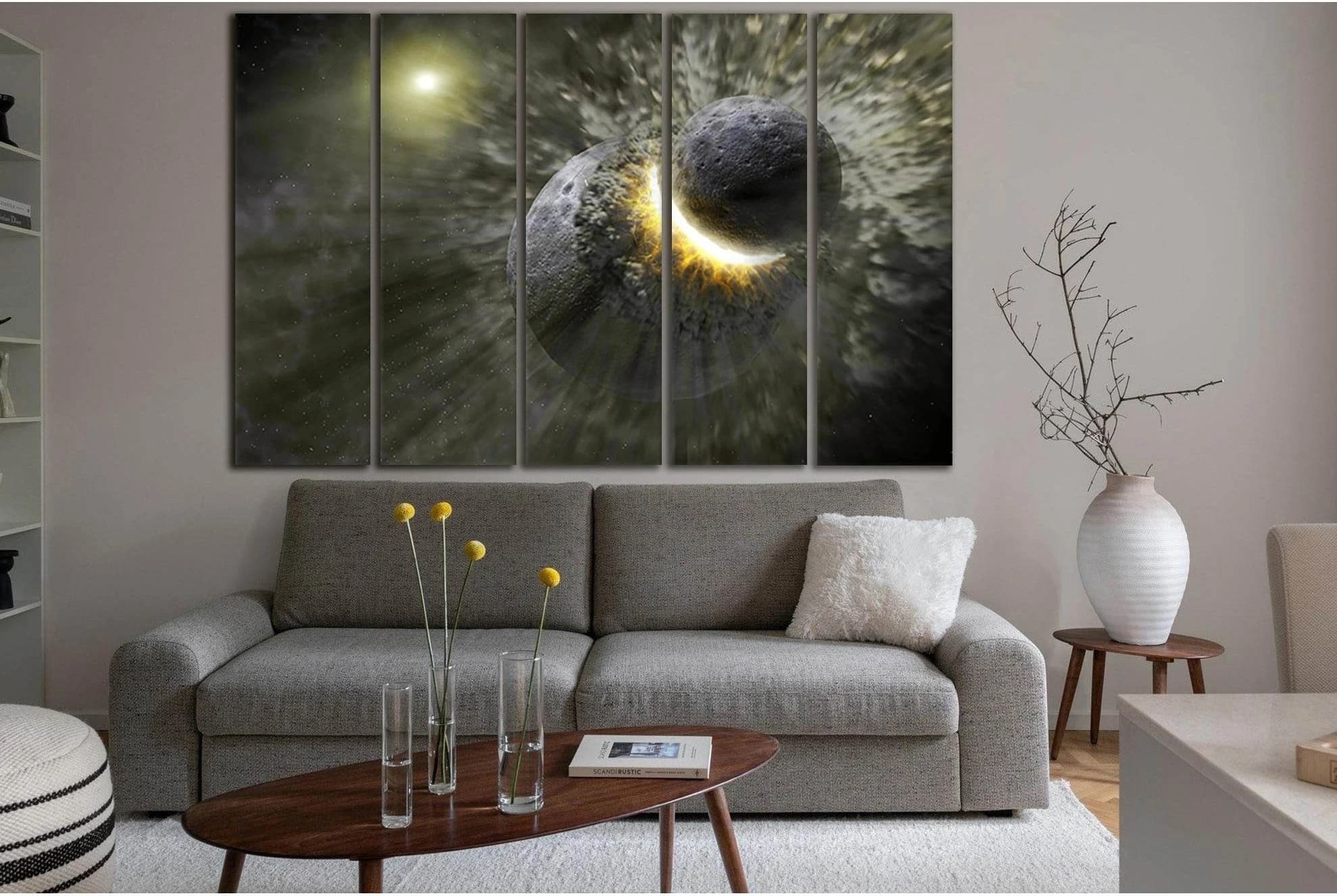 Planets Space Catastrophe №SL959 Ready to Hang Canvas Print - Zellart Canvas Prints 0new, ALL_Products, Astronomy & Space Canvas Wall Art