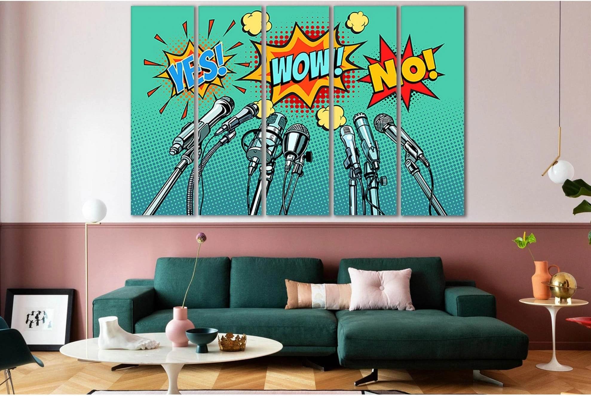 Pop Art Press Conference Microphones №SL543 Ready to Hang Canvas Print - Zellart Canvas Prints 0new, ALL_Products, Pop ART