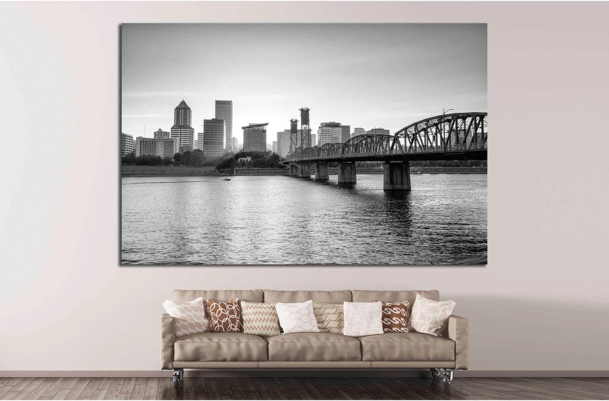 Portland Oregon skyline №825 Ready to Hang Canvas Print - Zellart Canvas Prints ALL_Products, s-825