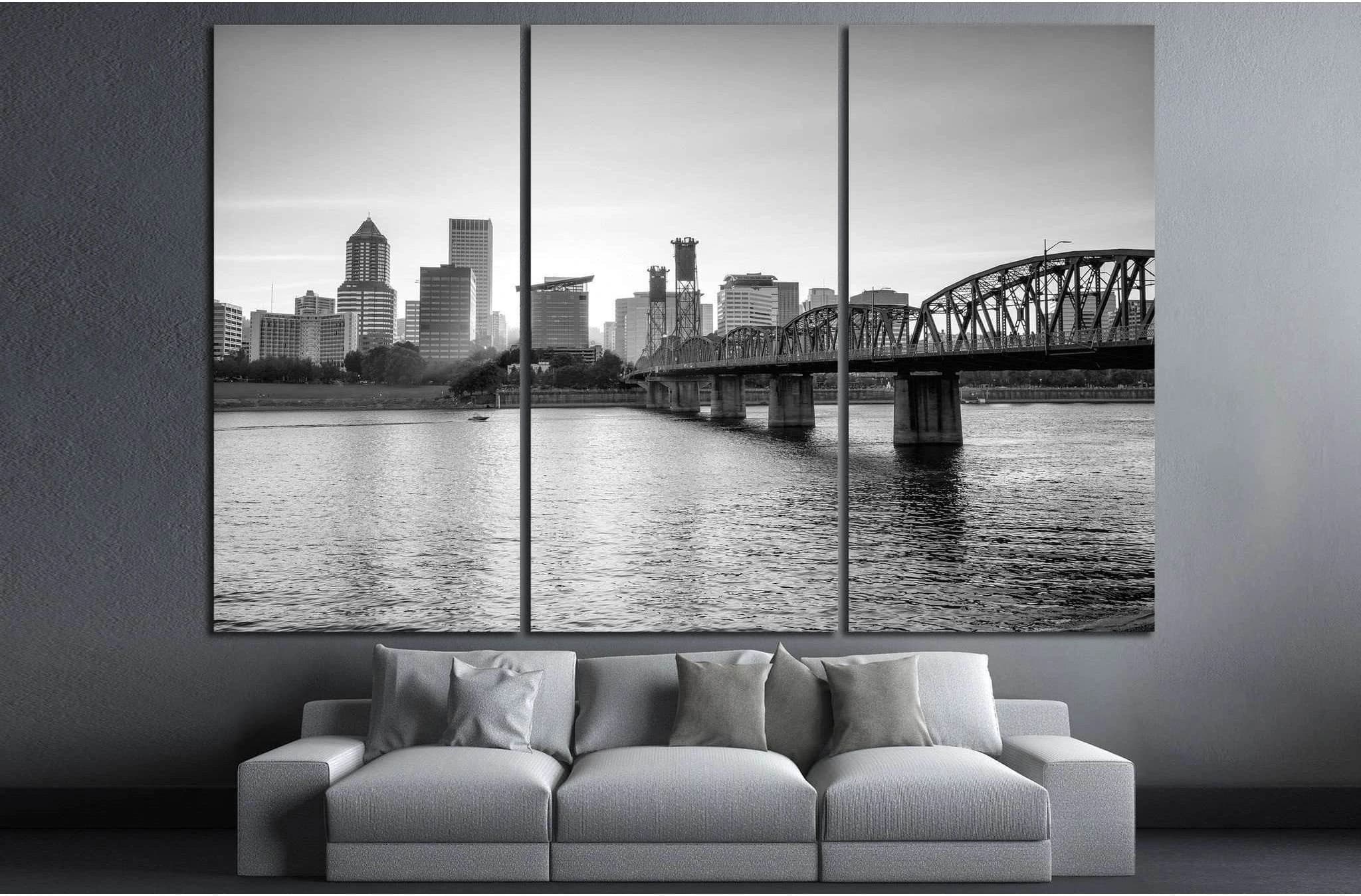 Portland Oregon skyline №825 Ready to Hang Canvas Print - Zellart Canvas Prints ALL_Products, s-825