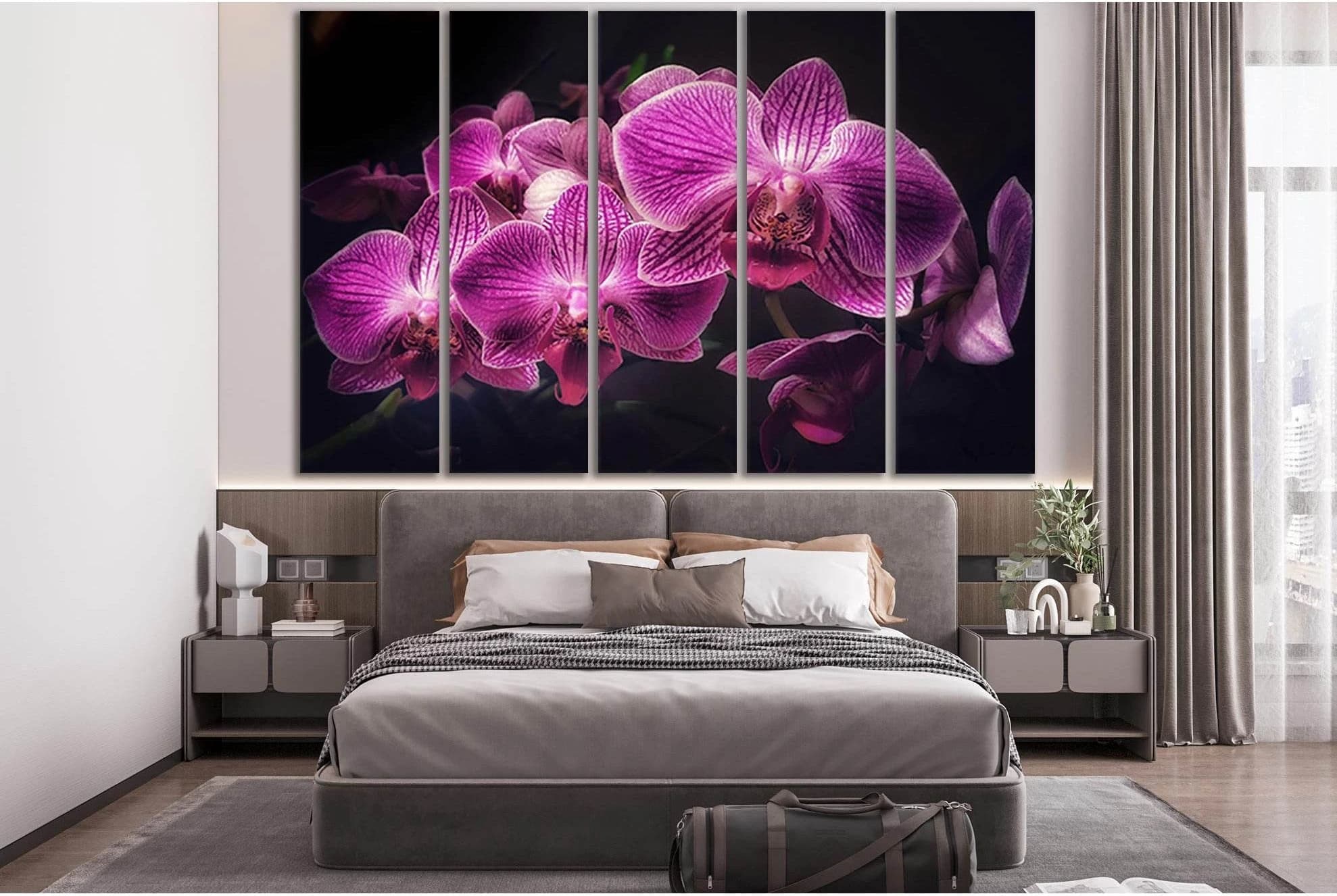 Purple Orchids №SL731 Ready to Hang Canvas Print - Zellart Canvas Prints 0new, ALL_Products, Floral & Botanical Wall Art