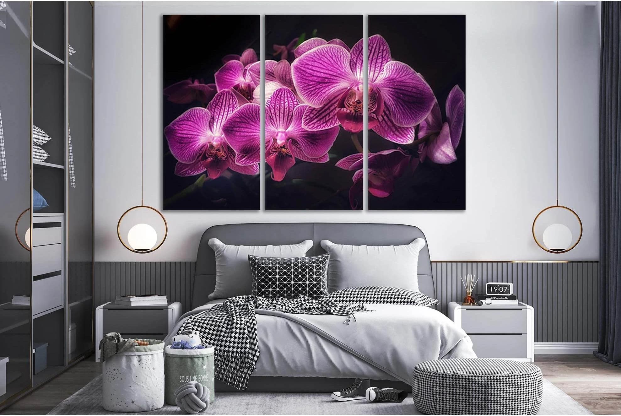 Purple Orchids №SL731 Ready to Hang Canvas Print - Zellart Canvas Prints 0new, ALL_Products, Floral & Botanical Wall Art