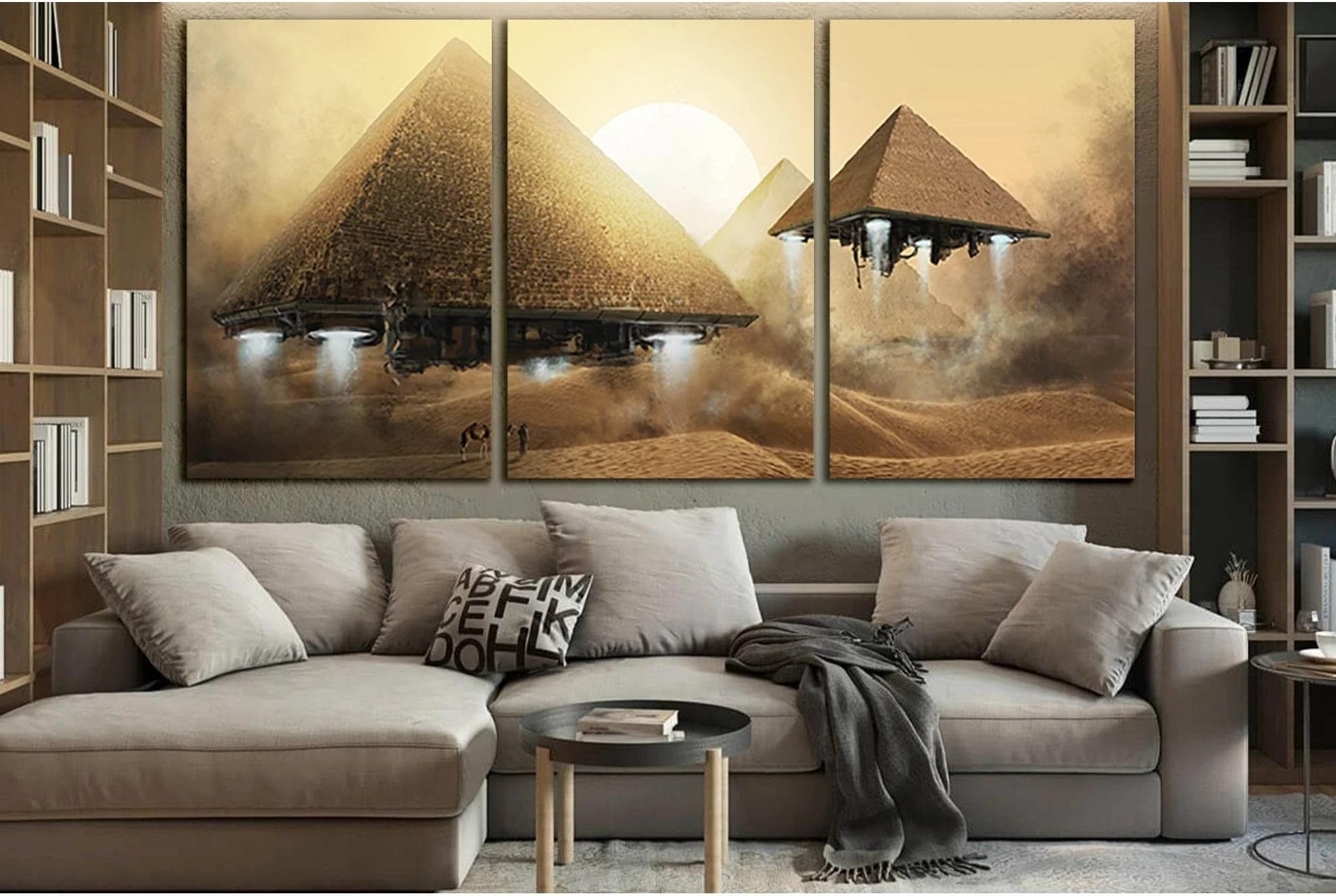 Pyramid Spaceships №SL1290 Ready to Hang Canvas Print - Zellart Canvas Prints 0new, ALL_Products, Fantasy And Sci Fi Wall Art