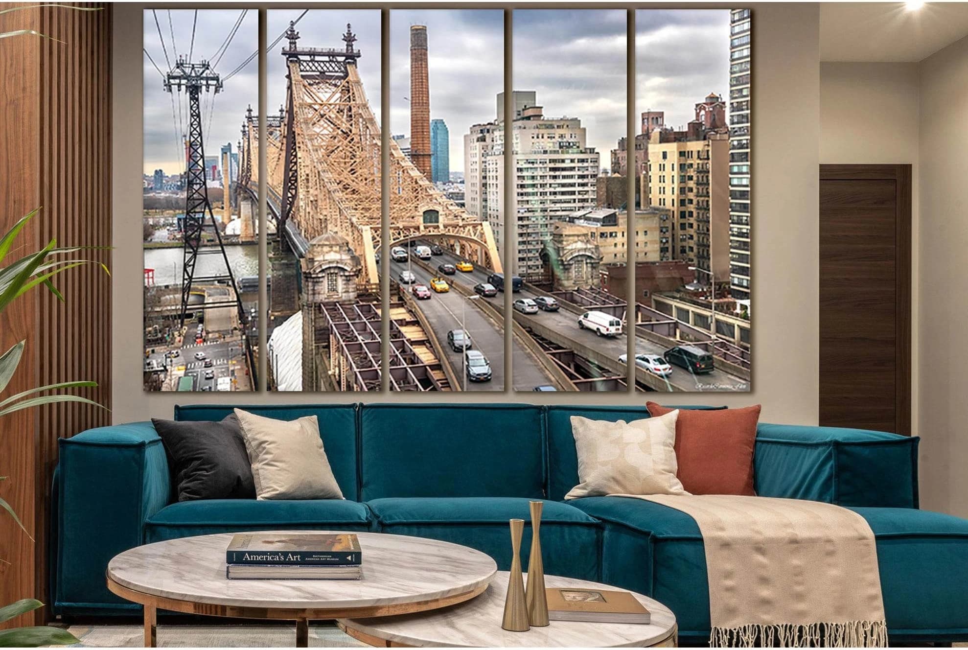 Queensboro Bridge New York №SL1099 Ready to Hang Canvas Print - Zellart Canvas Prints 0_NY_ART, 0new, ALL_Products, Bridges Wall Art