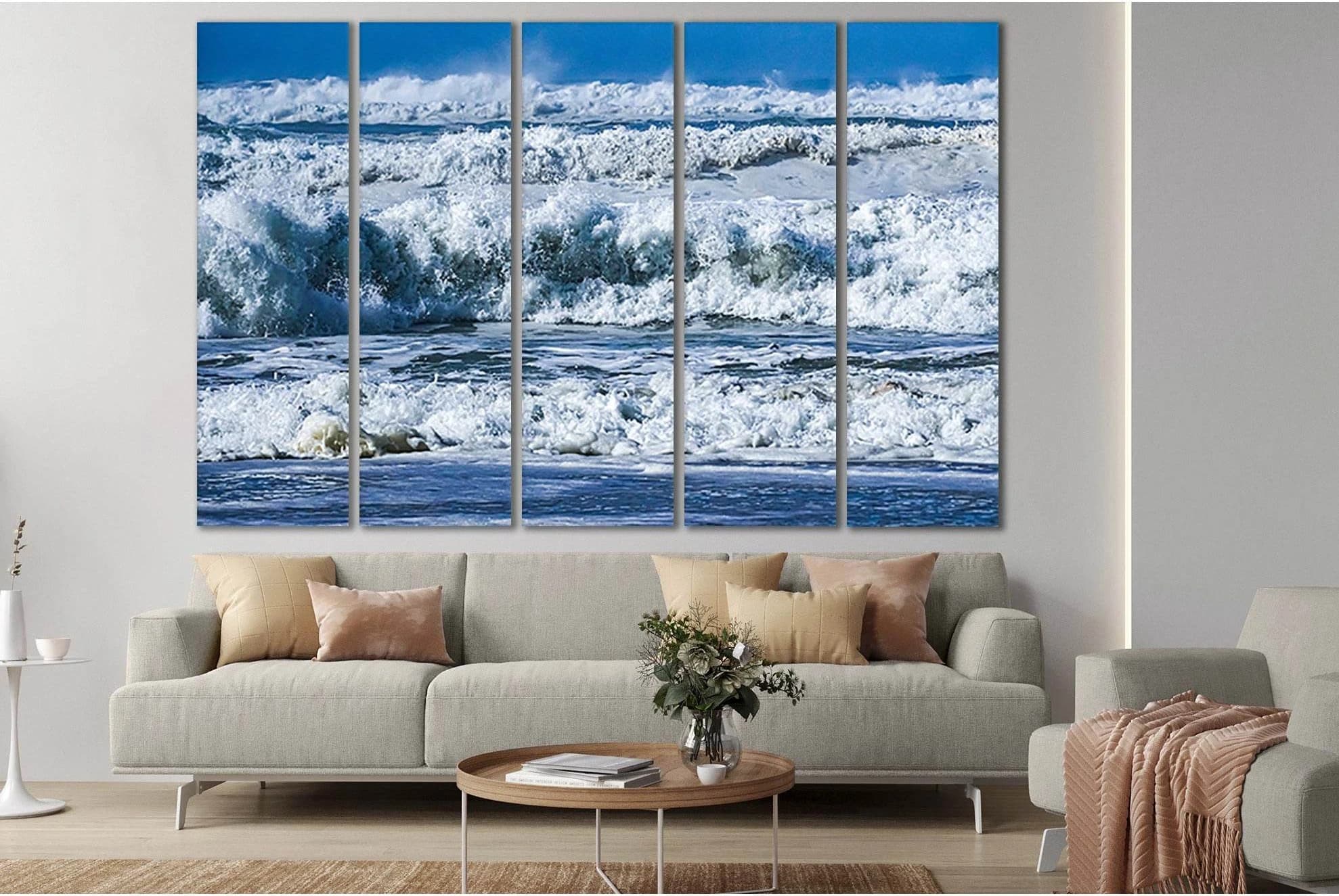 Raging Ocean Waves №SL184 Ready to Hang Canvas Print - Zellart Canvas Prints 0new, ALL_Products, Beach Ocean & Waves
