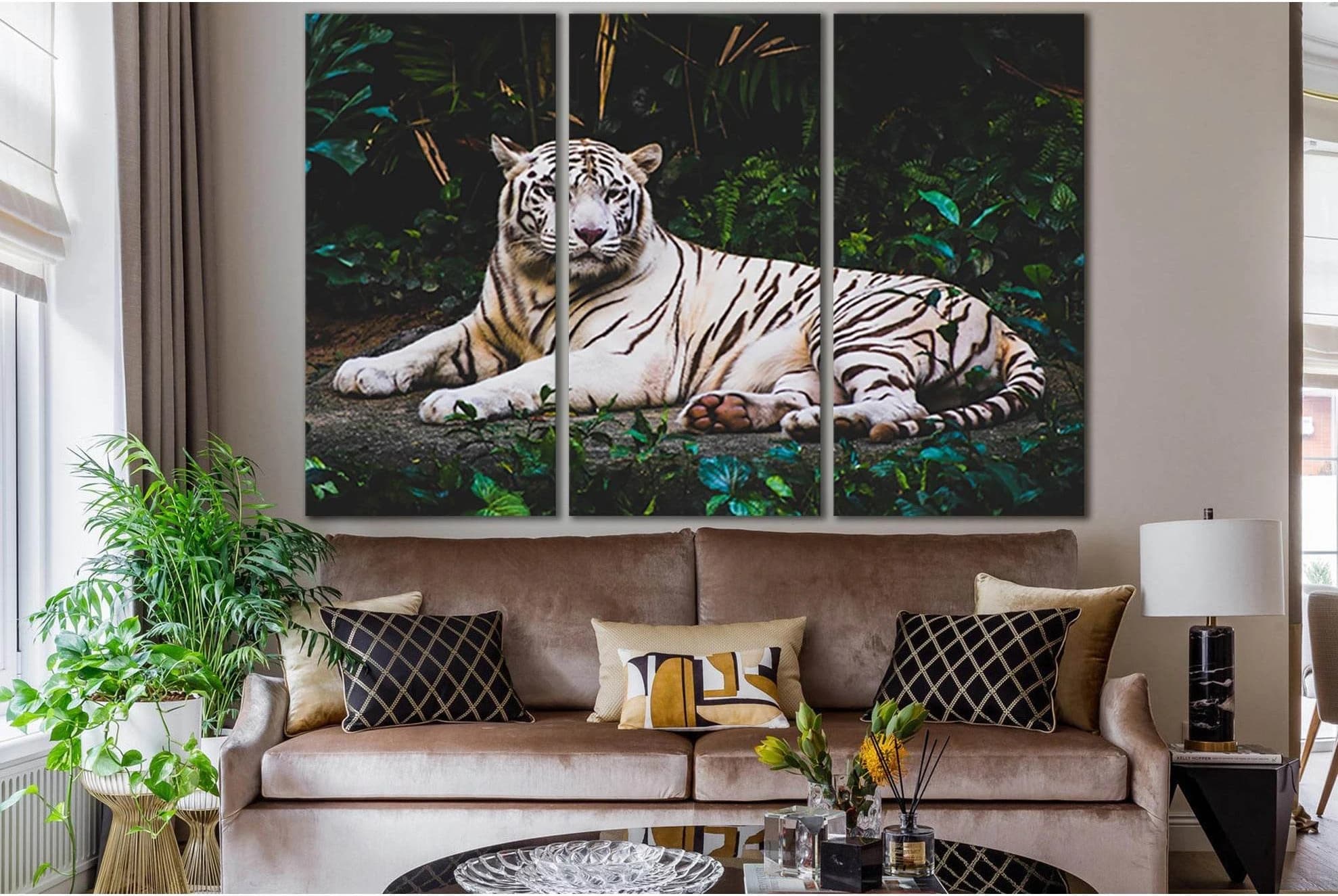 Rare White Tiger №SL1537 Ready to Hang Canvas Print - Zellart Canvas Prints 0new, ALL_Products, Animals & Wildlife, Tiger