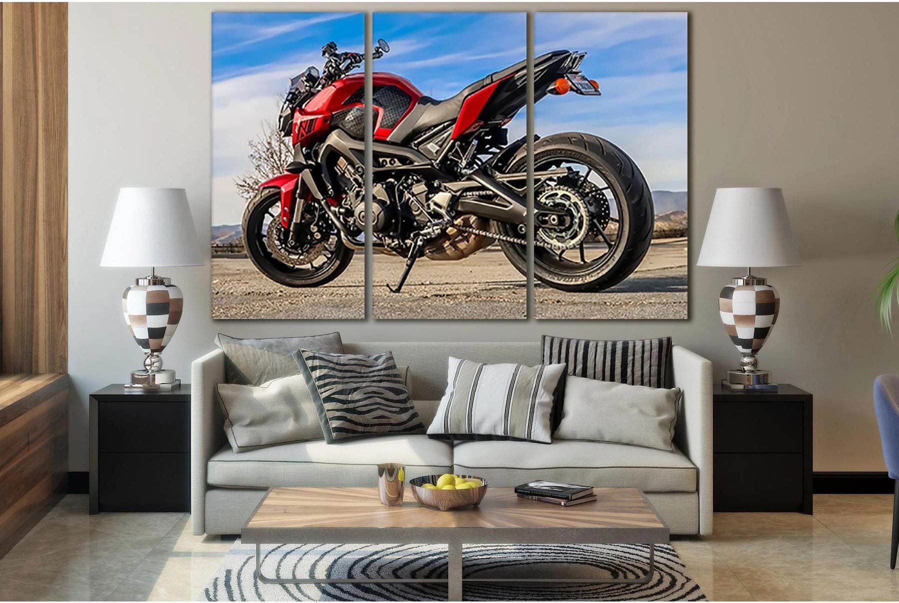 Red And Black Sports Motorcycle №SL778 Ready to Hang Canvas Print - Zellart Canvas Prints 0new, ALL_Products, Engine, Engines Wall Art