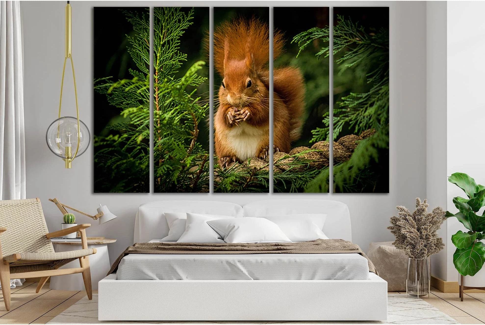 Red Squirrel In Pine Needles №SL1014 Ready to Hang Canvas Print - Zellart Canvas Prints 0new, ALL_Products, Animals & Wildlife