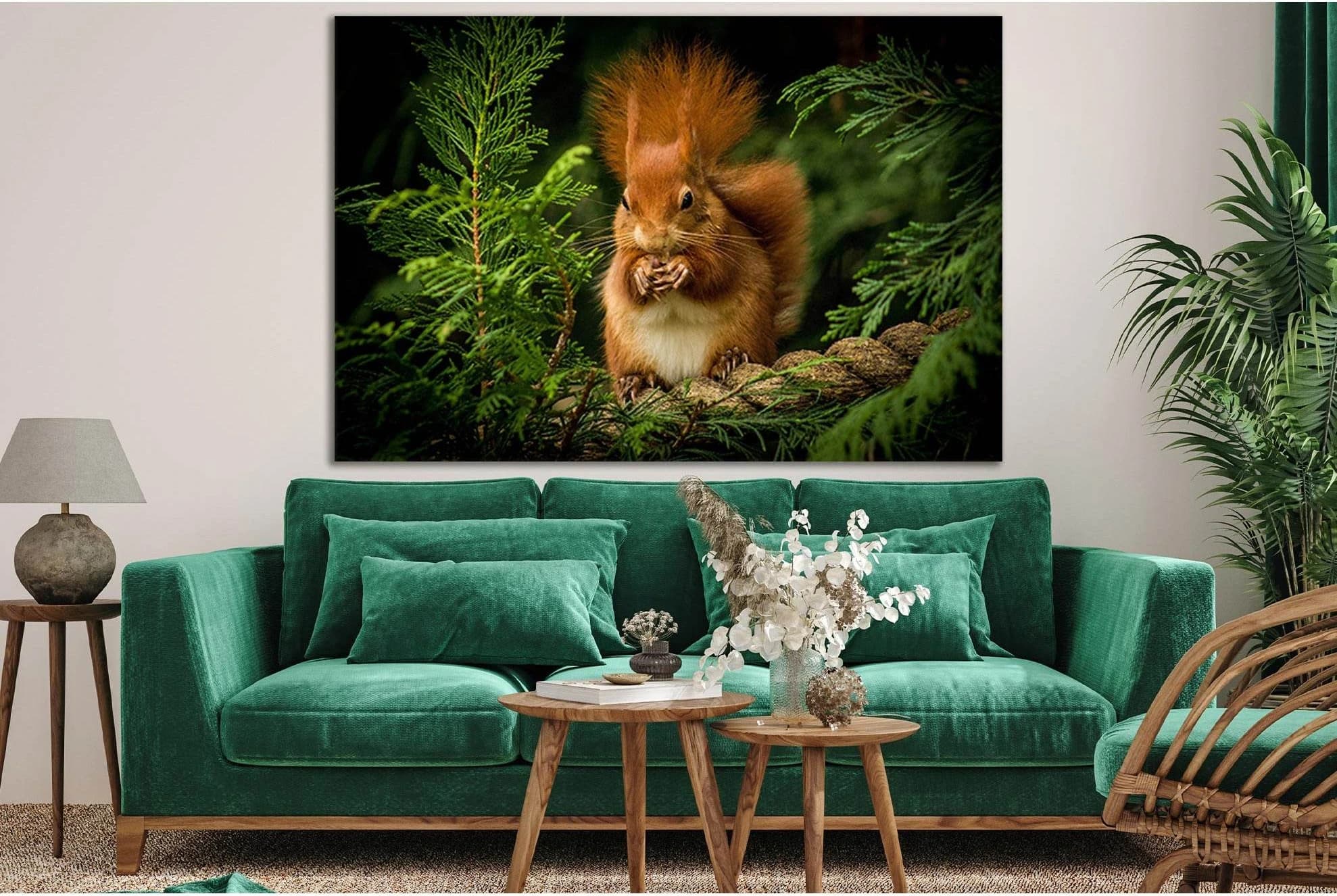 Red Squirrel In Pine Needles №SL1014 Ready to Hang Canvas Print - Zellart Canvas Prints 0new, ALL_Products, Animals & Wildlife