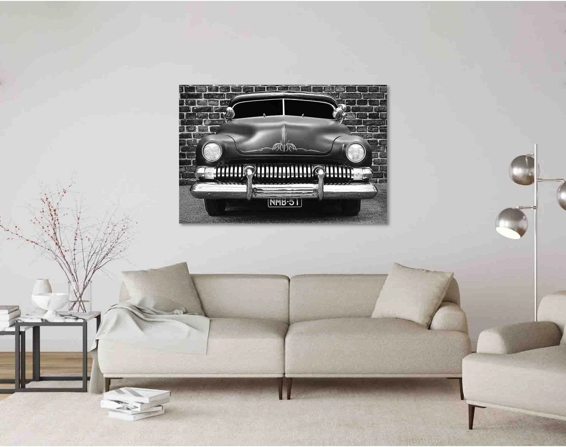 Retro car №D2822 Ready to Hang Canvas Print - Zellart Canvas Prints 0new, ALL_Products, Black & White Wall Art