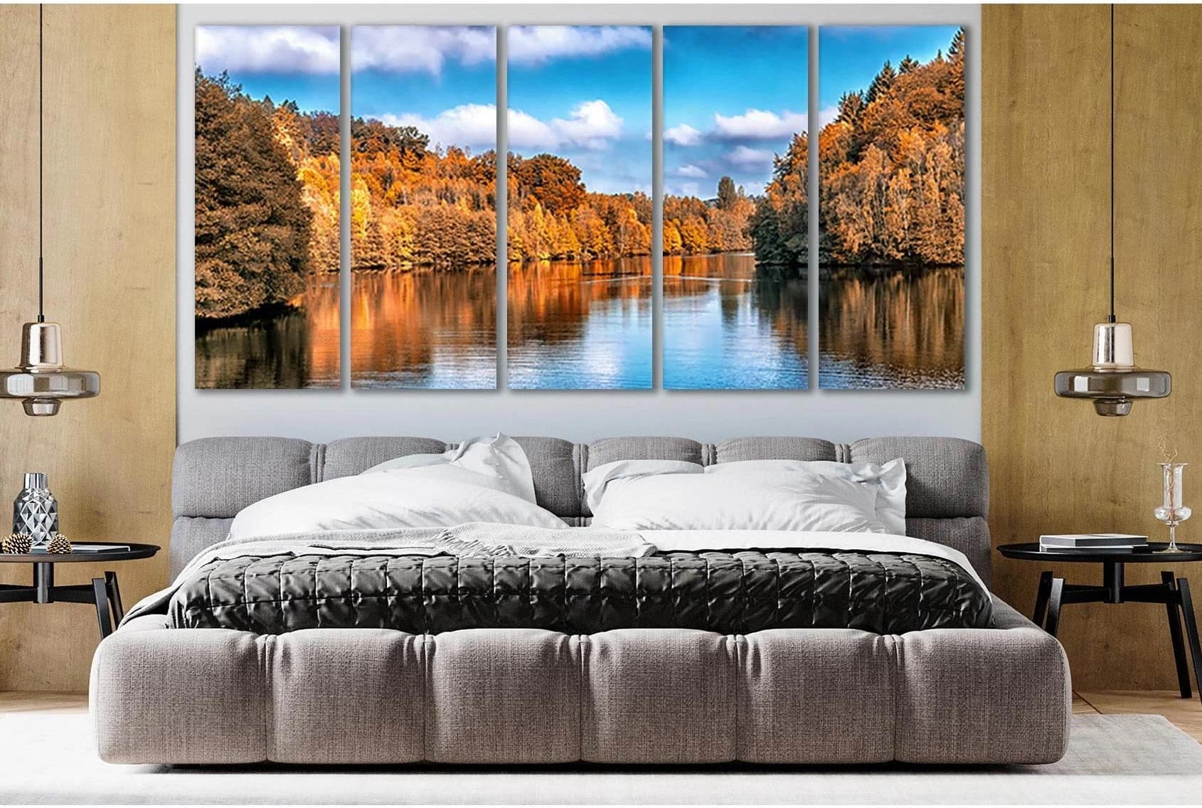 River In Autumn Forest №SL631 Ready to Hang Canvas Print - Zellart Canvas Prints 0new, ALL_Products, Autumn Wall Art