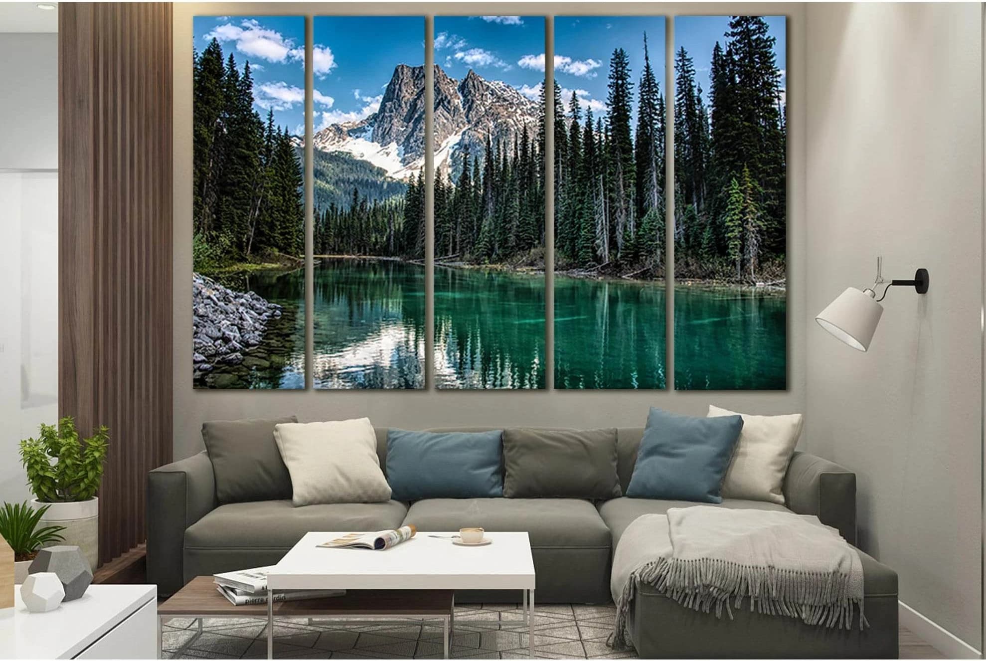 River In Mountain Forest №SL1596 Ready to Hang Canvas Print - Zellart Canvas Prints 0new, ALL_Products, Mountains Wall Art, Nature Wall Art